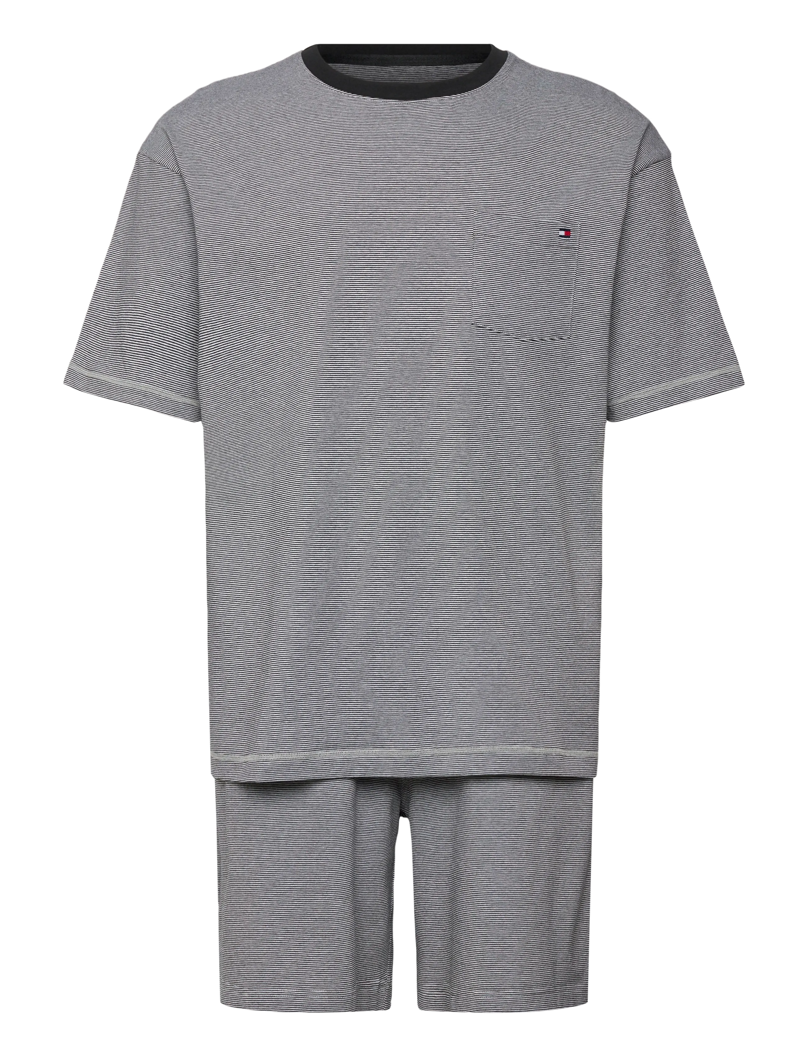 Tommy Hilfiger SS JERSEY PJ SET MINI STRIPE - Pyjamas - BLACK MINI STRIPE / grey