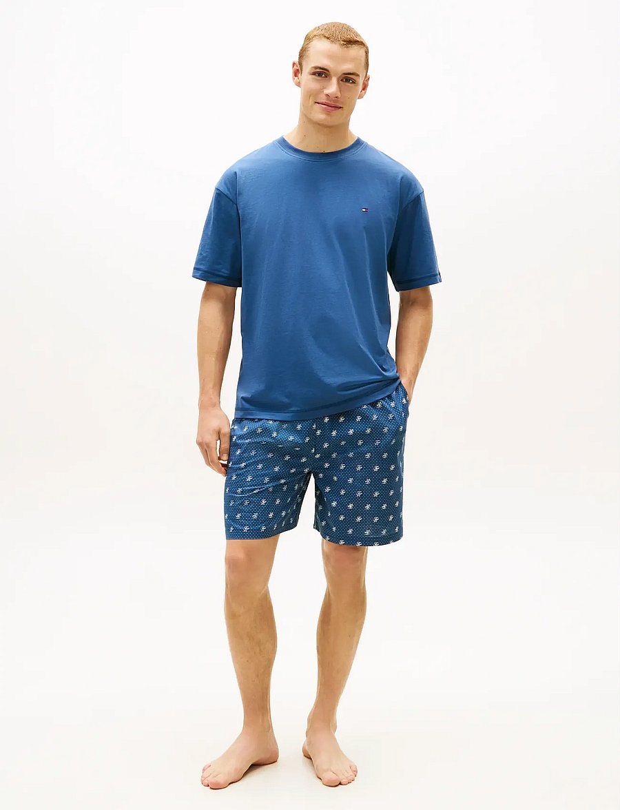 Tommy Hilfiger - SS WOVEN SHORT PRINT SET - pidžaamakomplektid - aegean sea th script geo - 0