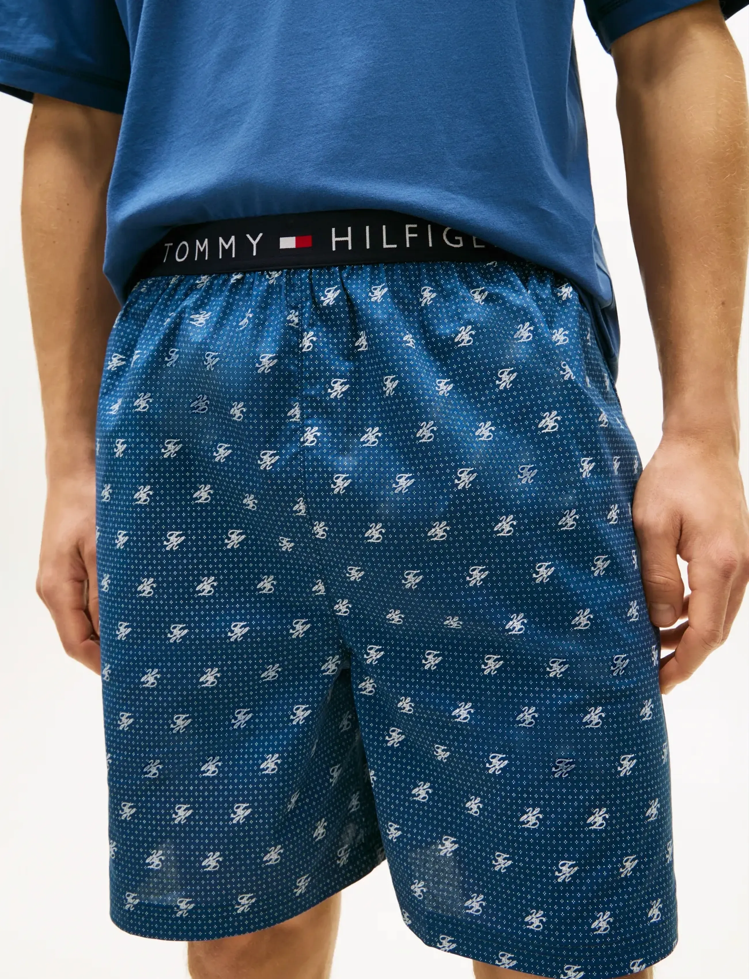 Tommy Hilfiger - SS WOVEN SHORT PRINT SET - pidžaamakomplekt - aegean sea th script geo - 4