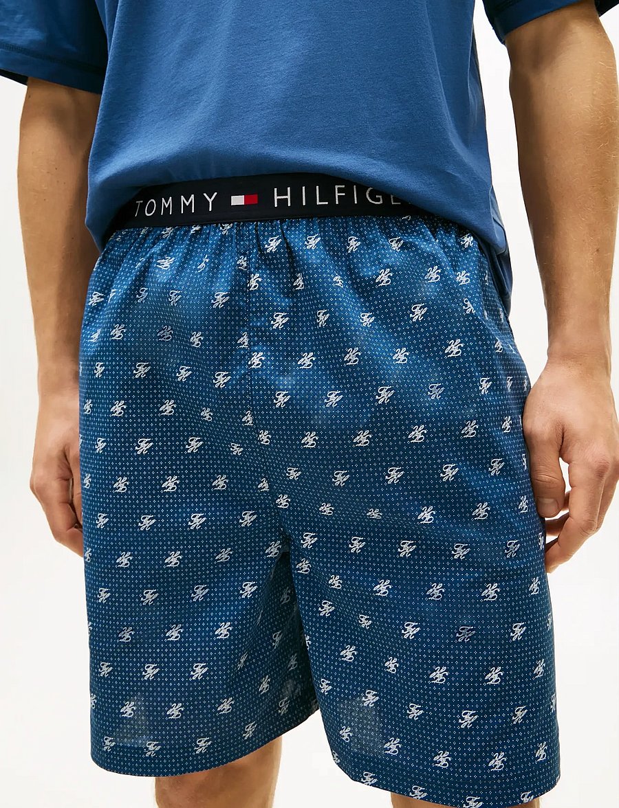 Tommy Hilfiger - SS WOVEN SHORT PRINT SET - pidžaamakomplektid - aegean sea th script geo - 4
