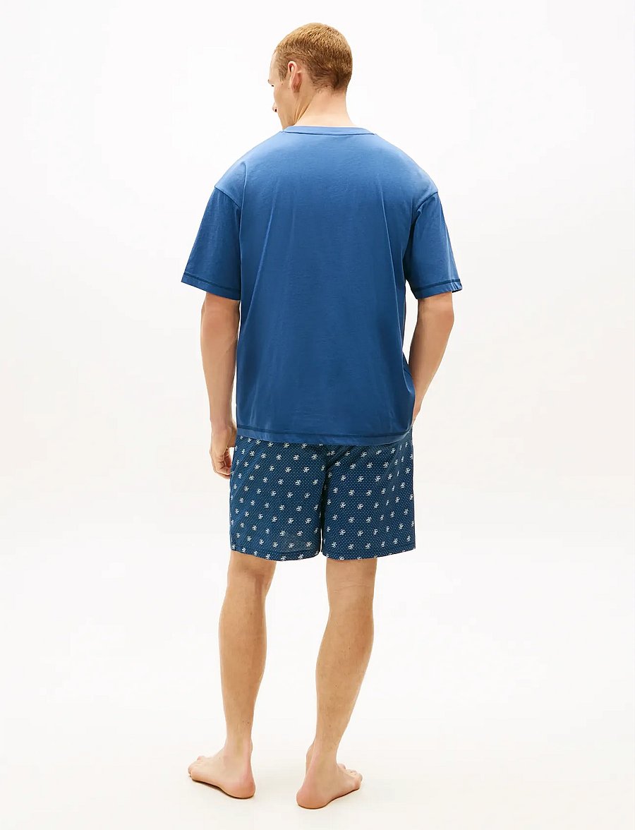 Tommy Hilfiger - SS WOVEN SHORT PRINT SET - pidžaamakomplektid - aegean sea th script geo - 5