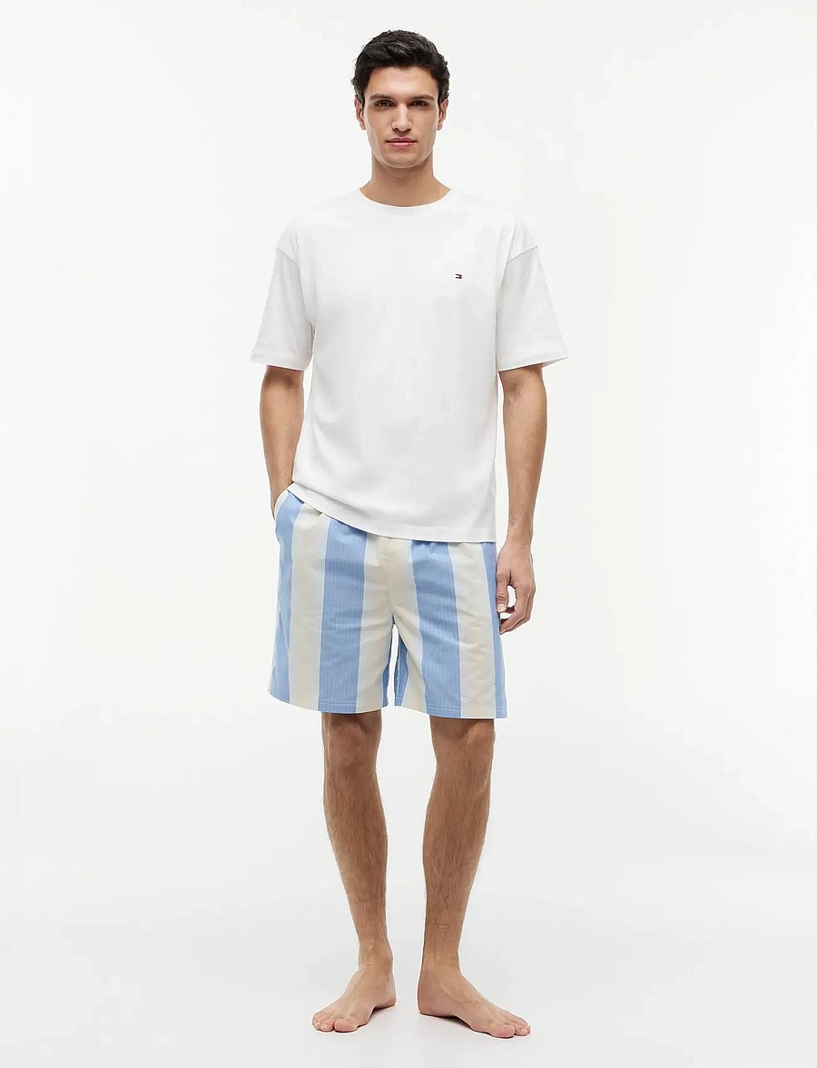 Tommy Hilfiger - SS WOVEN SHORT PRINT SET - pyjamasets - ecru block stripe - 0