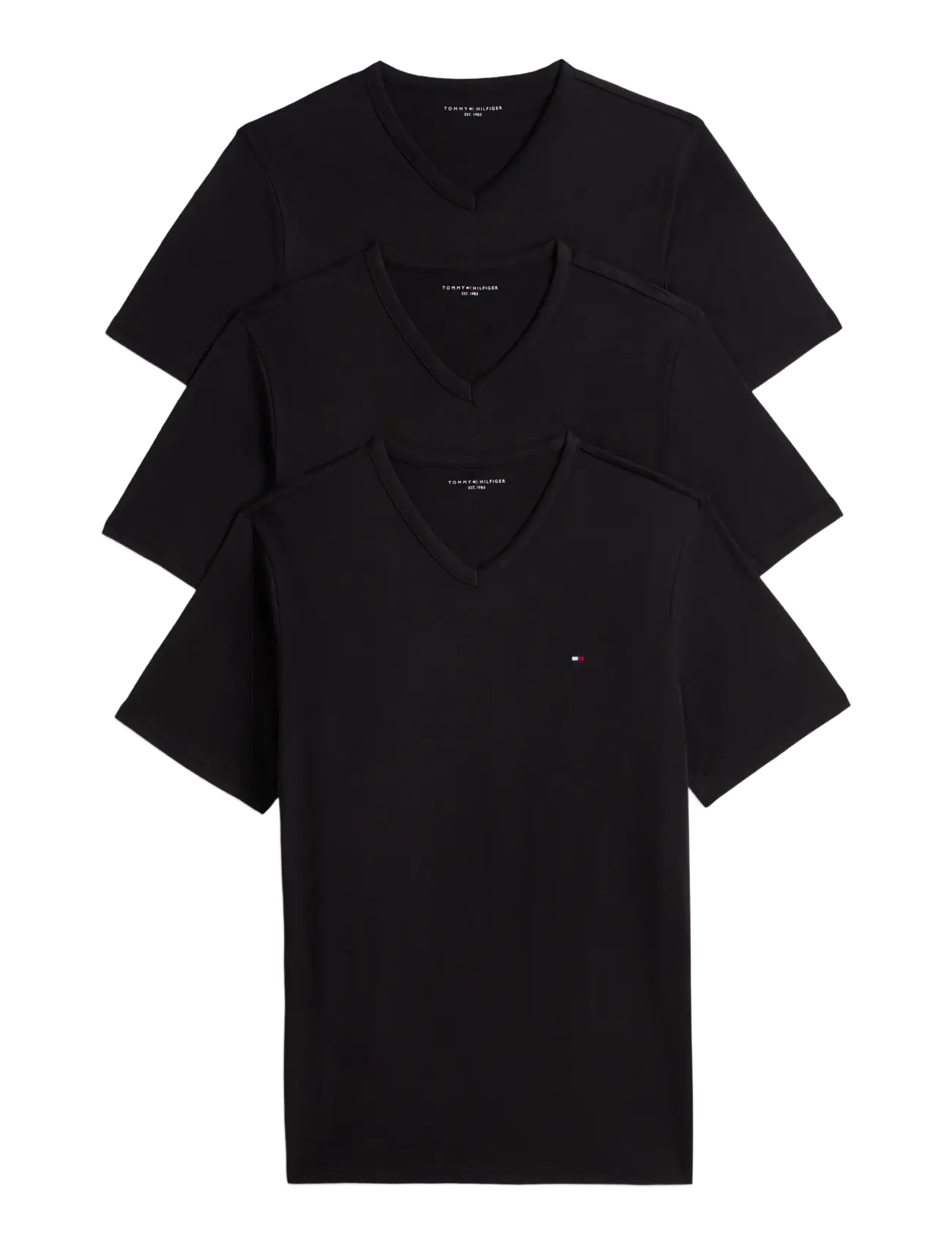 Tommy Hilfiger - 3P SS V-NECK TEE - pidžaamasärgid - black black black - 2