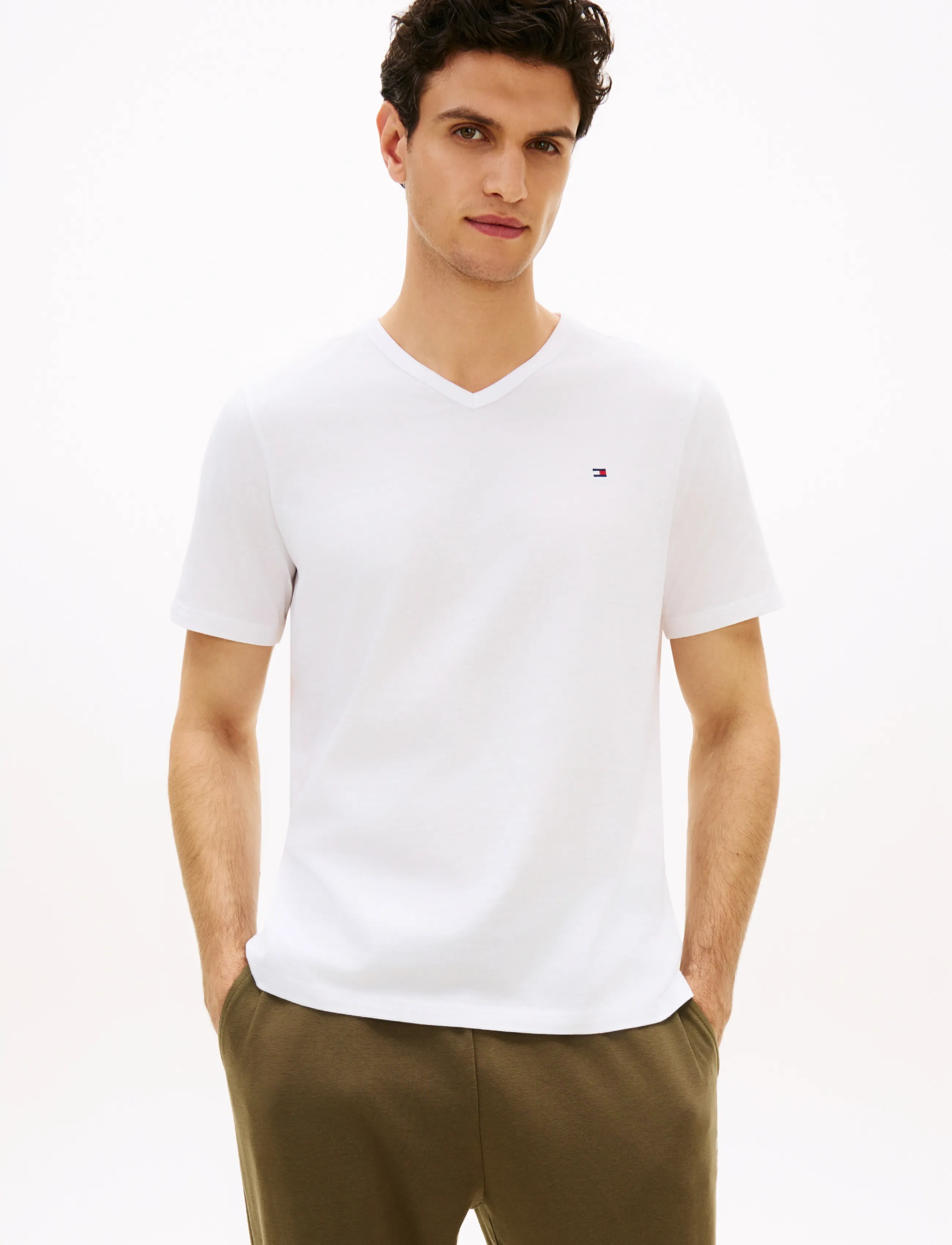 Tommy Hilfiger - 3P SS V-NECK TEE - pidžaamasärgid - white white white - 3