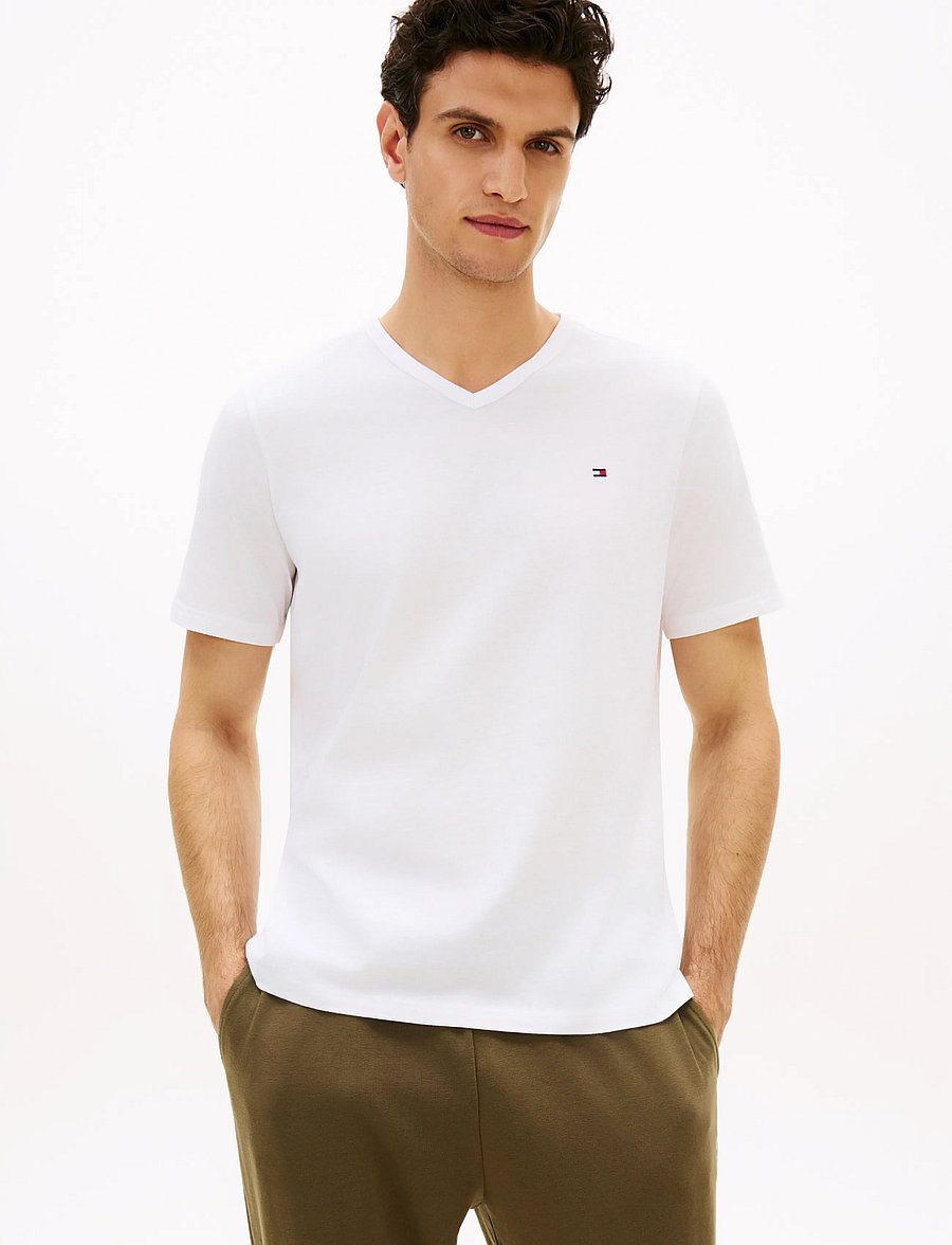 Tommy Hilfiger - 3P SS V-NECK TEE - pidžaamasärgid - white white white - 3
