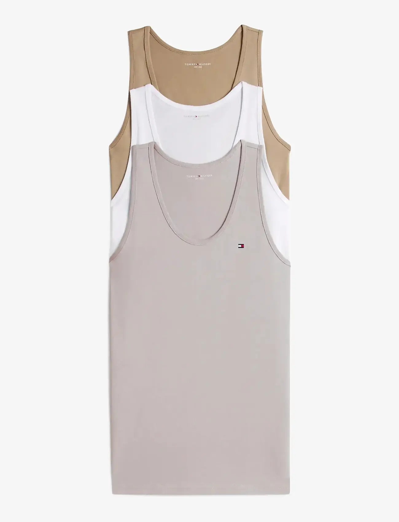 Tommy Hilfiger - 3P TANK TOP - pyjamaoberteil - antq slvr cost taup wht - 1