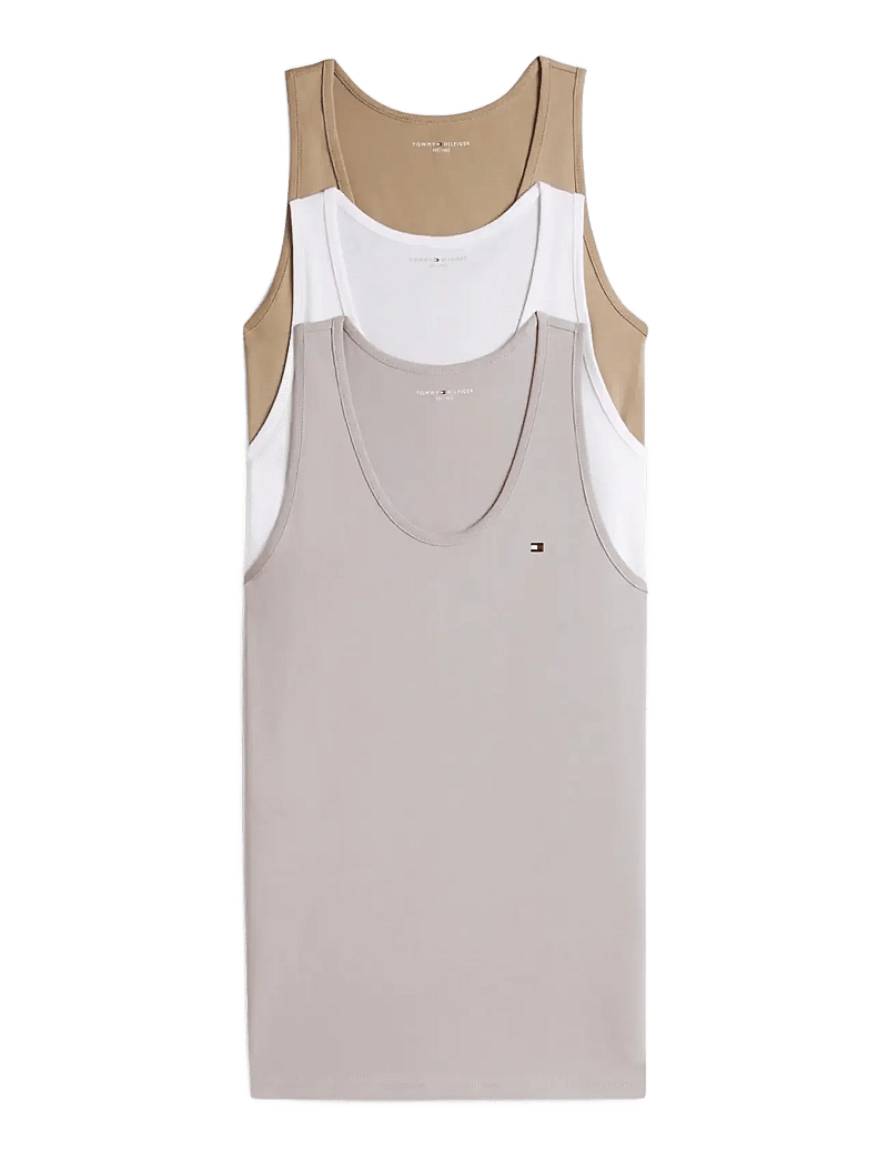 Tommy Hilfiger - 3P TANK TOP - pyjamaoberteil - antq slvr cost taup wht - 1