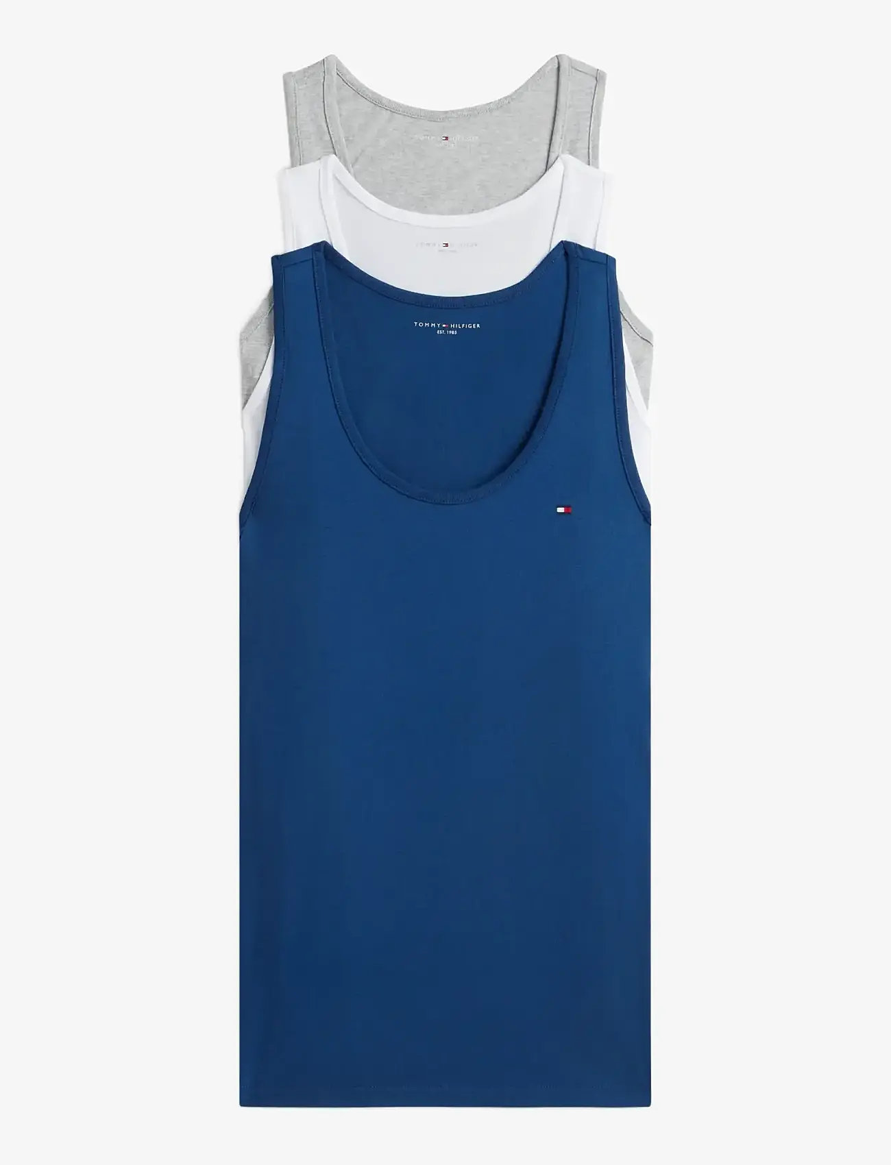 Tommy Hilfiger - 3P TANK TOP - topy do piżam - blu jn lght gry hth white - 1