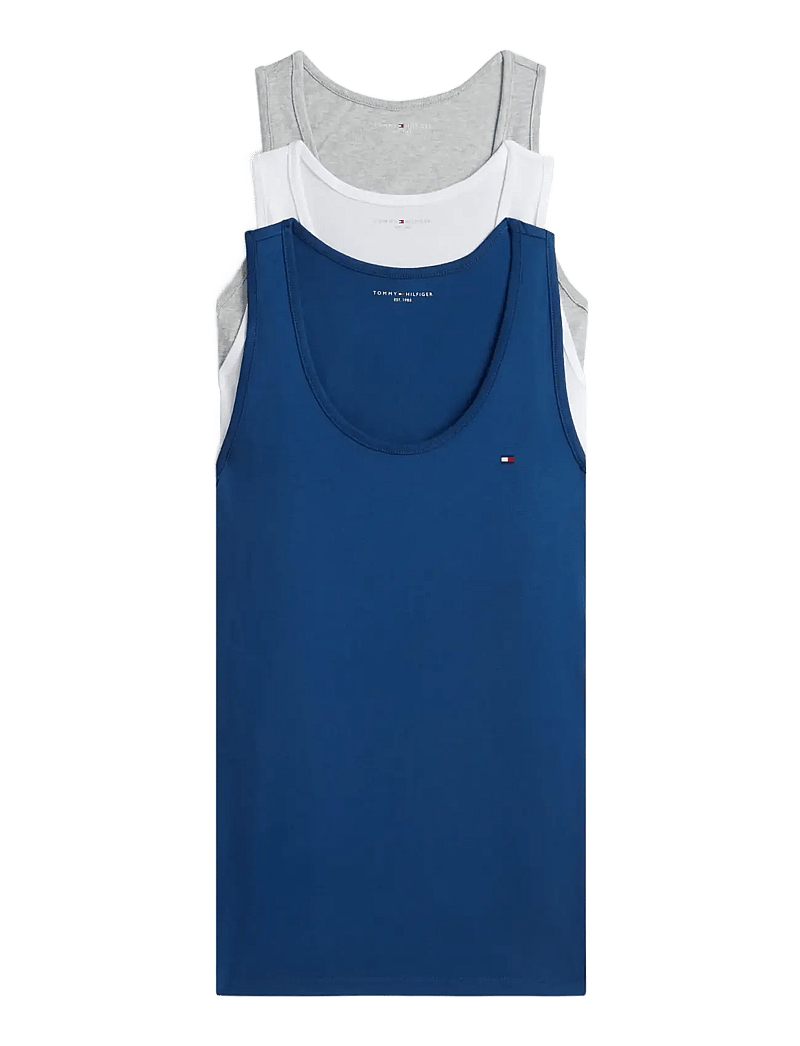 Tommy Hilfiger - 3P TANK TOP - topy do piżam - blu jn lght gry hth white - 1