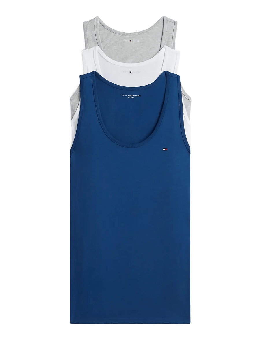 Tommy Hilfiger - 3P TANK TOP - pyjama tops - blu jn lght gry hth white - 1