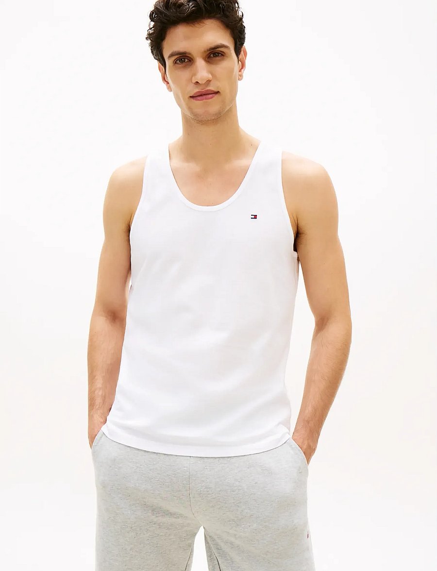 Tommy Hilfiger - 3P TANK TOP - pyjama tops - blu jn lght gry hth white - 3