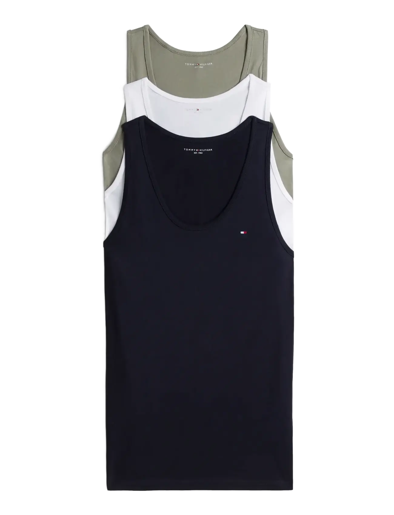 Tommy Hilfiger 3P TANK TOP - Pyjama tops - DES SKY UTL SAGE WHITE / khaki/green
