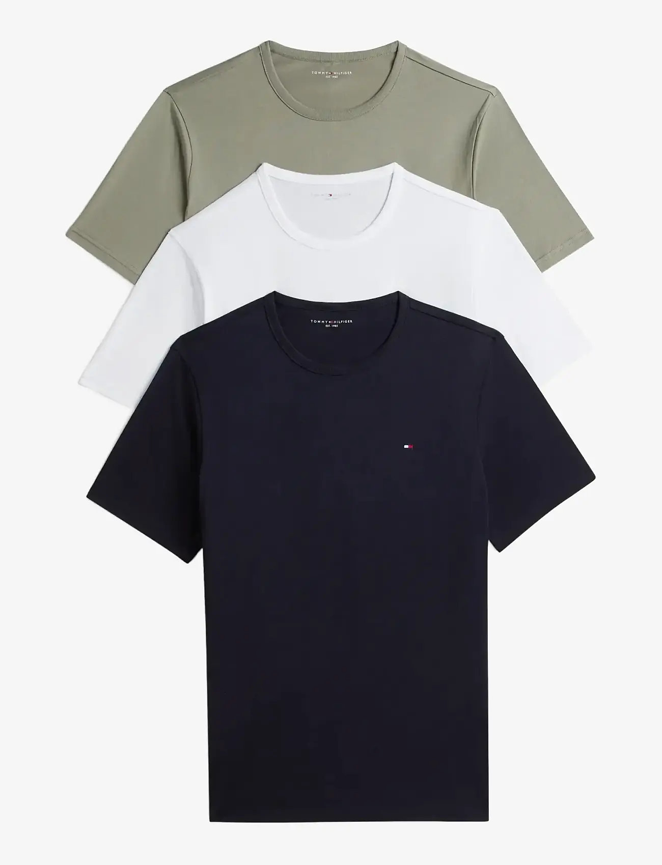 Tommy Hilfiger - 3-Pack Cotton Short Sleeve Tee - t-shirts im multipack - navy blue utility sage white - 1