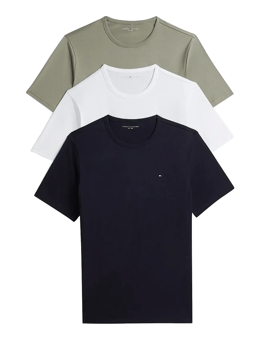 Tommy Hilfiger - 3P SS TEE - multipack t-shirts - navy blue utility sage white - 1