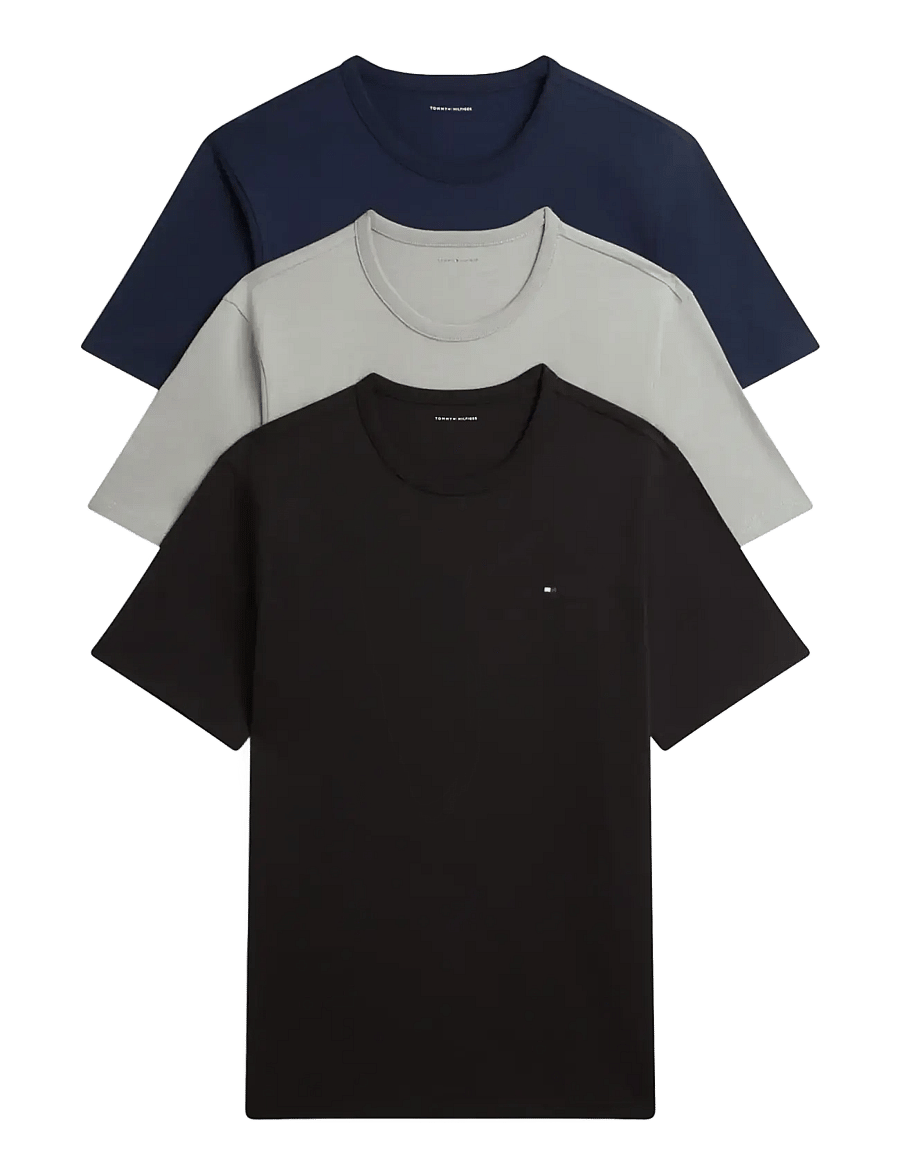 Tommy Hilfiger - 3P SS TEE - pyjamasöverdelar - carbon navy black antique silver - 1