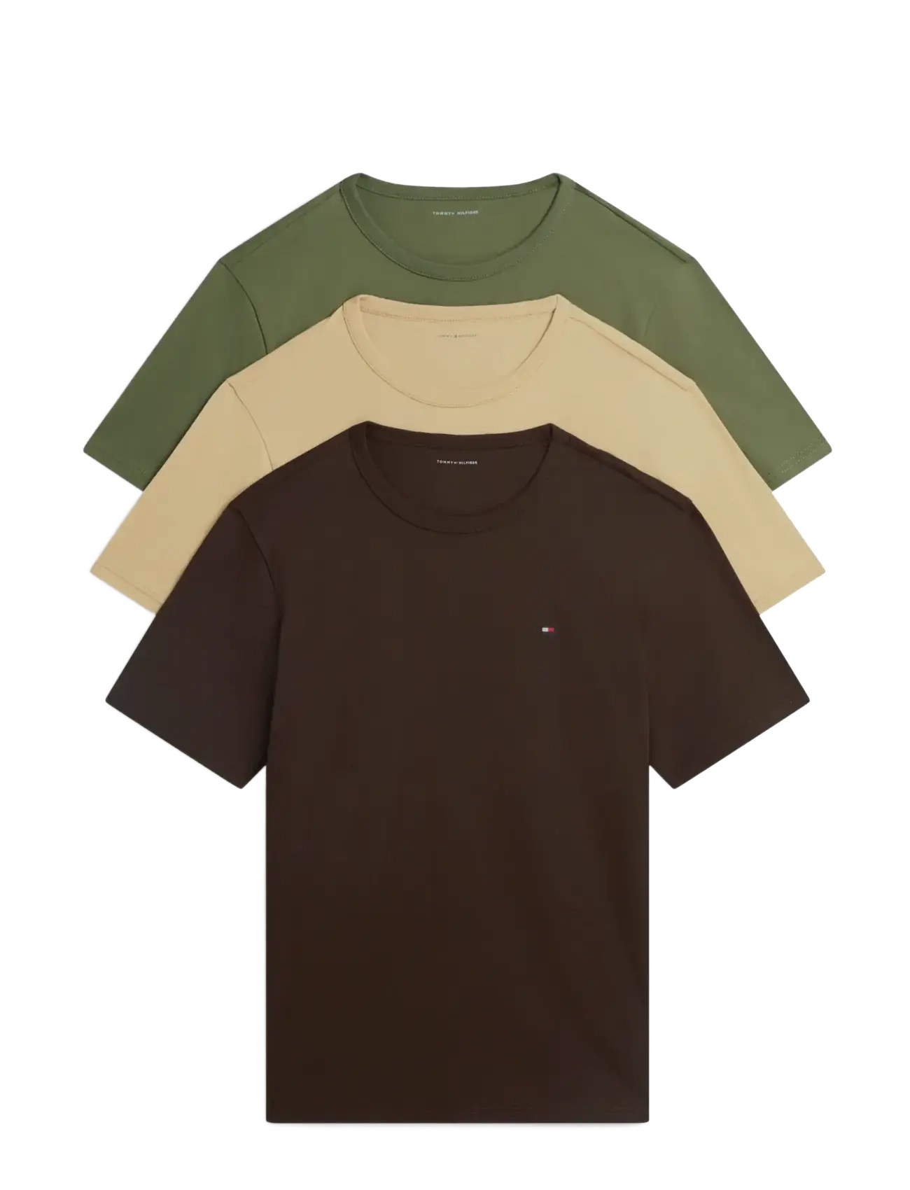 Tommy Hilfiger 3P SS TEE - New arrivals - UTILITY OLIVE DARK COFFEE DESSERT / brown