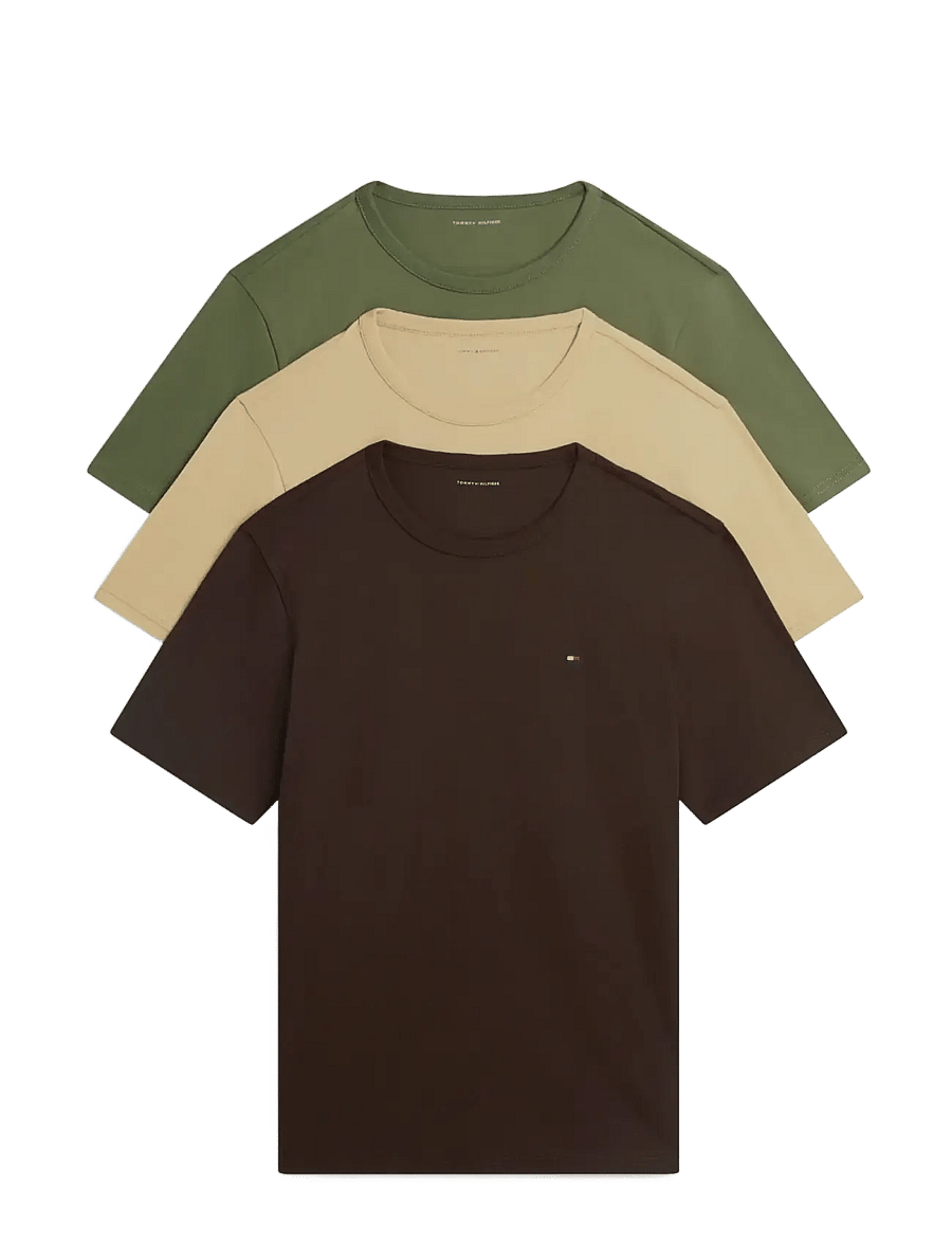 Tommy Hilfiger - 3P SS TEE - pyjama tops - utility olive dark coffee dessert - 1