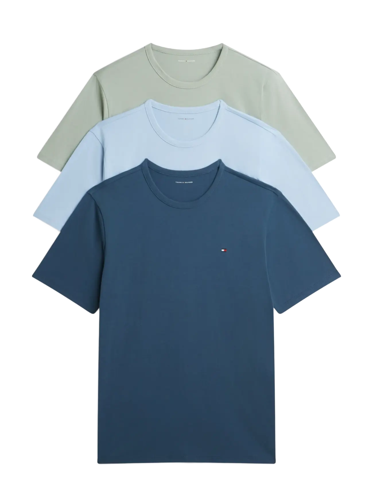 Tommy Hilfiger 3-Pack Cotton Short Sleeve Tee - T-Shirts im Multipack - AEGEAN SEA MINTY GREY CHAMB BLUE / navy