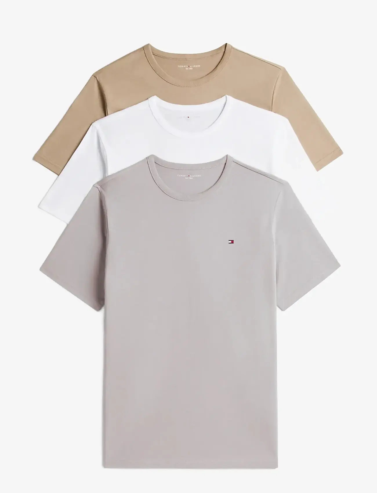 Tommy Hilfiger - 3P SS TEE - multipack t-shirts - antq slvr cost taup wht - 1