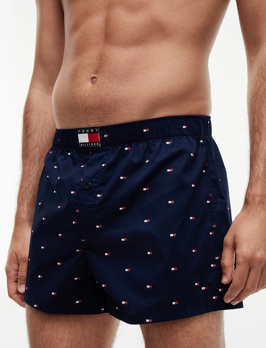 Tommy Hilfiger - 3P WOVEN BOXER PRINT - multipakk aluspüksid - chambray flag carb navy c navy flag - 3