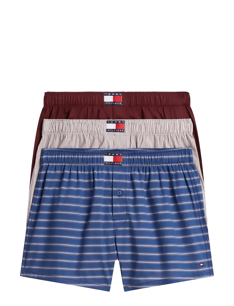 Tommy Hilfiger - 3P WOVEN BOXER PRINT - multipack kalsonger - burg opu blue ora strp rouge ithaca - 1