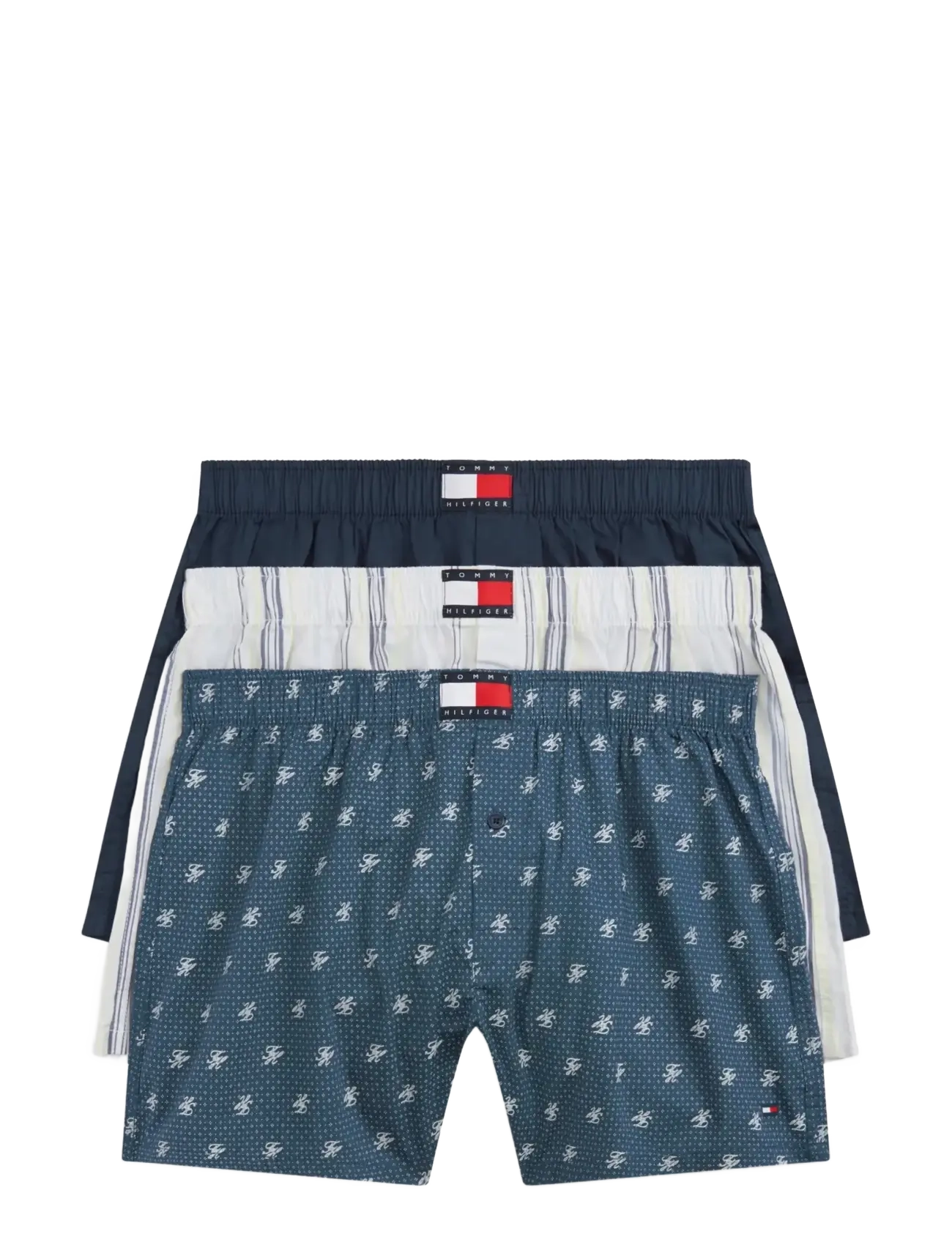 TOMMY HILFIGER 3P Woven Boxer Print Navy - S - Herren