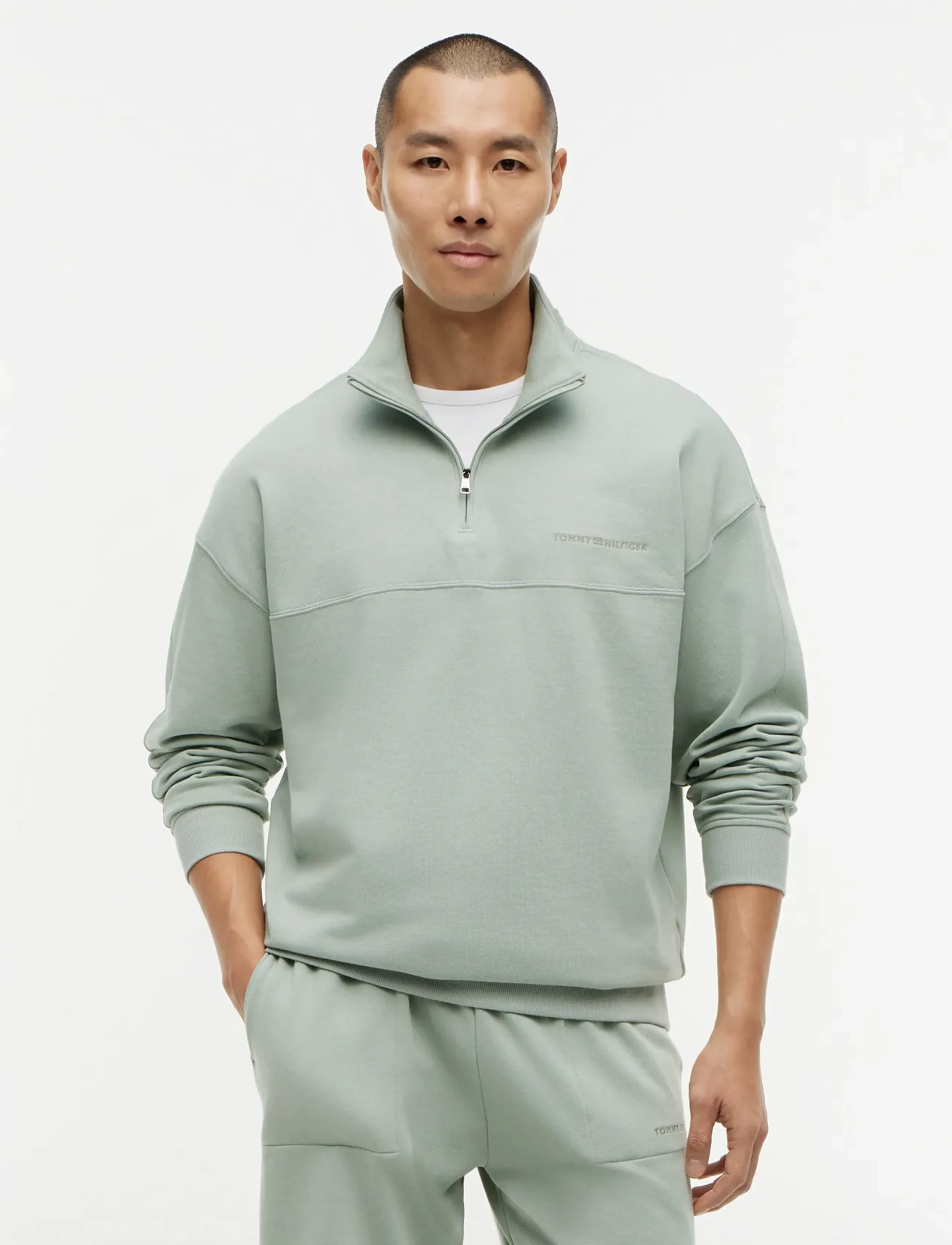 Tommy Hilfiger HALF ZIP - Sweatshirts - MINTY GREY / green