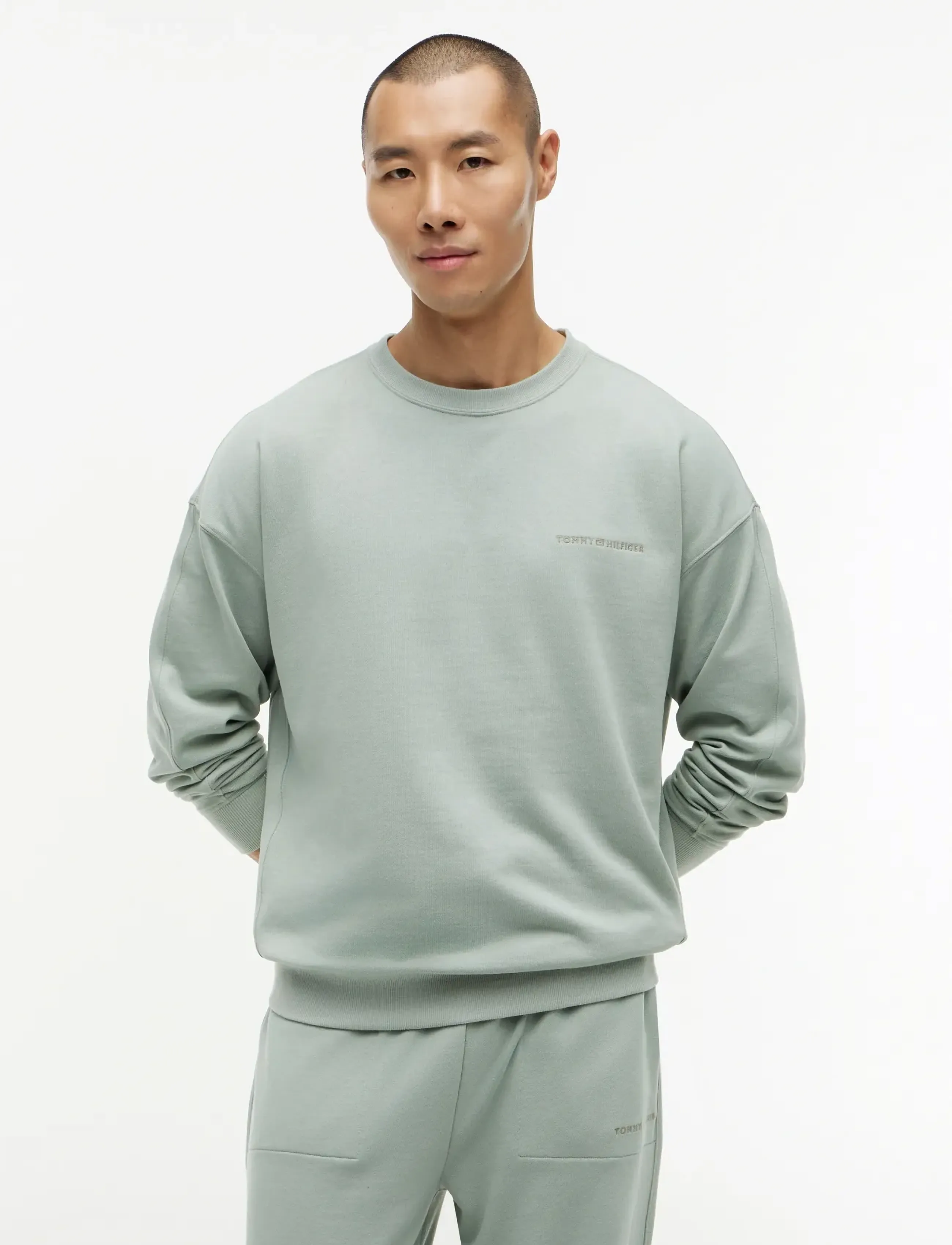 Tommy Hilfiger TRACK TOP - Sweatshirts - MINTY GREY / green