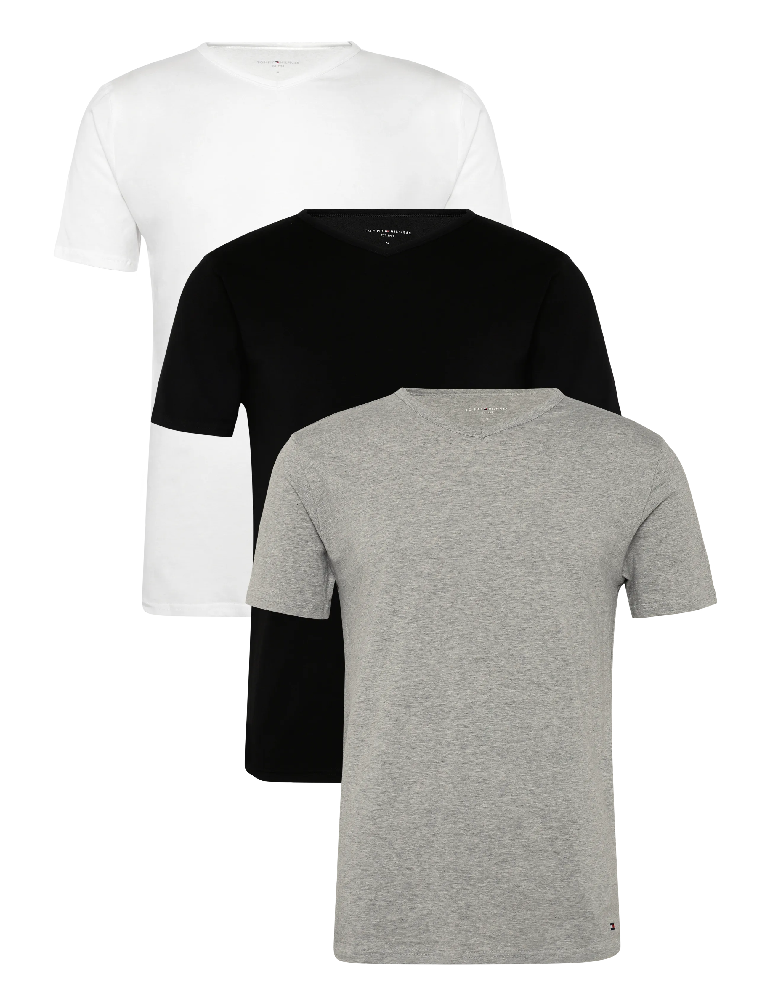 Tommy Hilfiger STRETCH VN TEE SS 3PACK - Sous-vêtements - BLACK WHITE GREY HEATHER / black