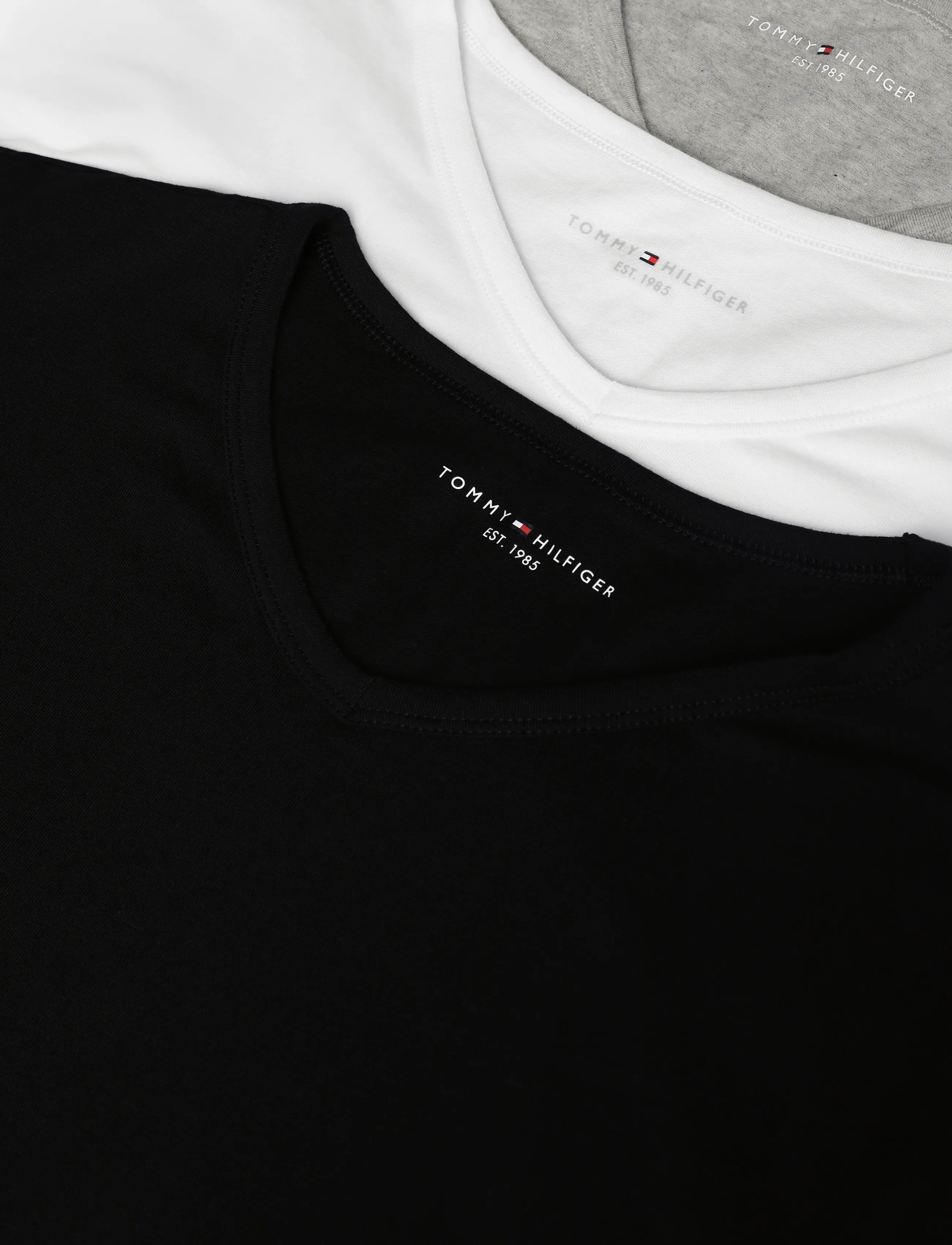 Tommy Hilfiger - STRETCH VN TEE SS 3PACK - pidžaamasärgid - black white grey heather - 2