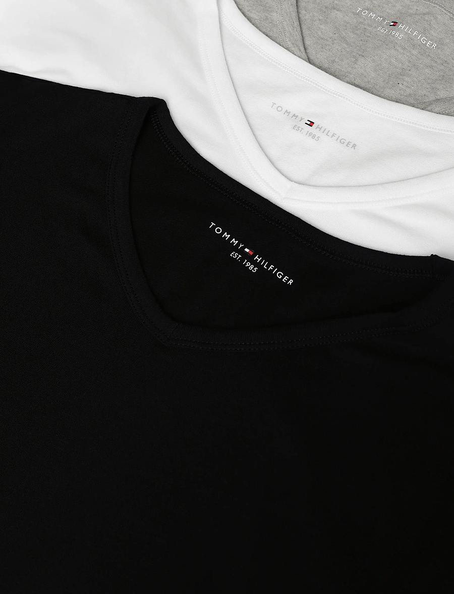 Tommy Hilfiger - STRETCH VN TEE SS 3PACK - pyjama tops - black white grey heather - 2