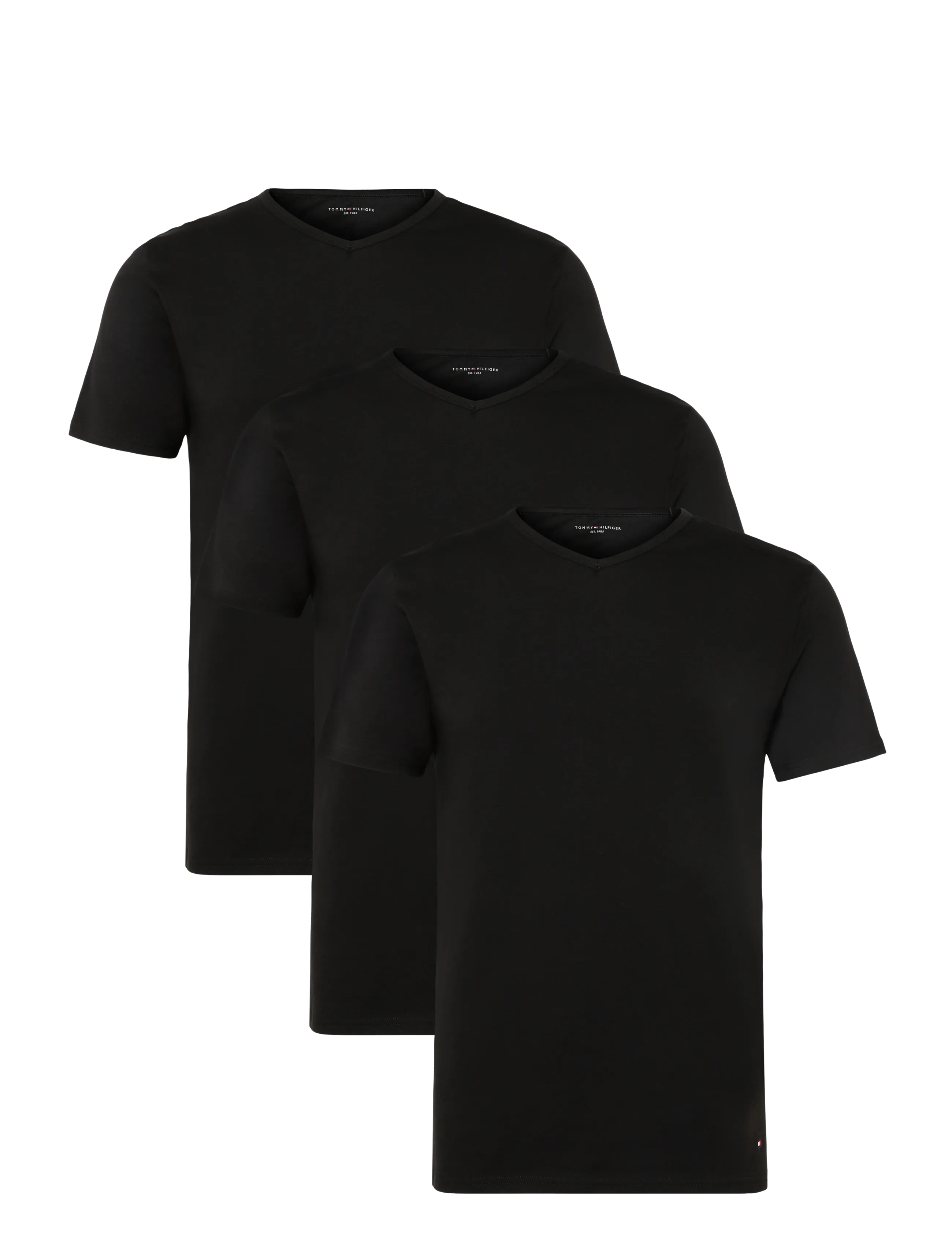 Tommy Hilfiger STRETCH VN TEE SS 3PACK - Sous-vêtements - BLACK BLACK BLACK / black