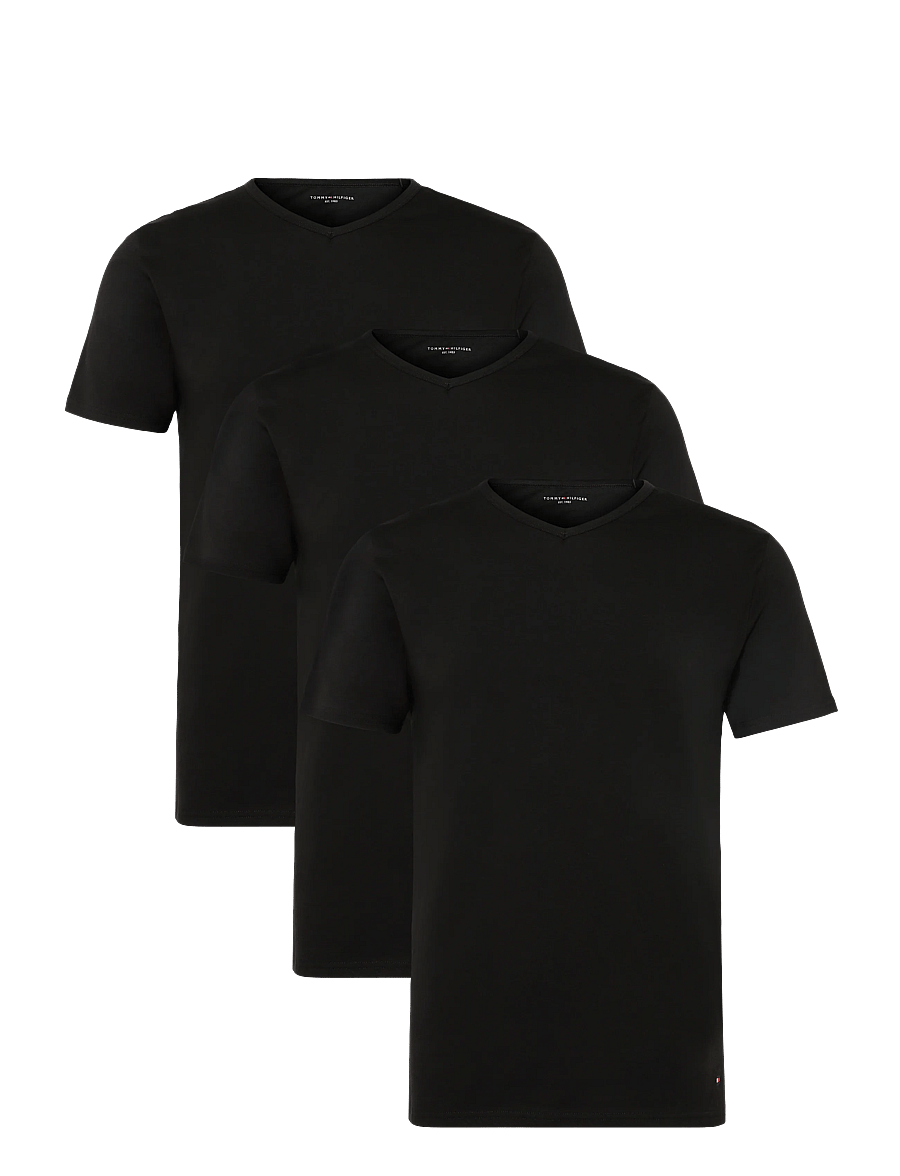 Tommy Hilfiger - STRETCH VN TEE SS 3PACK - pyjamasöverdelar - black black black - 0