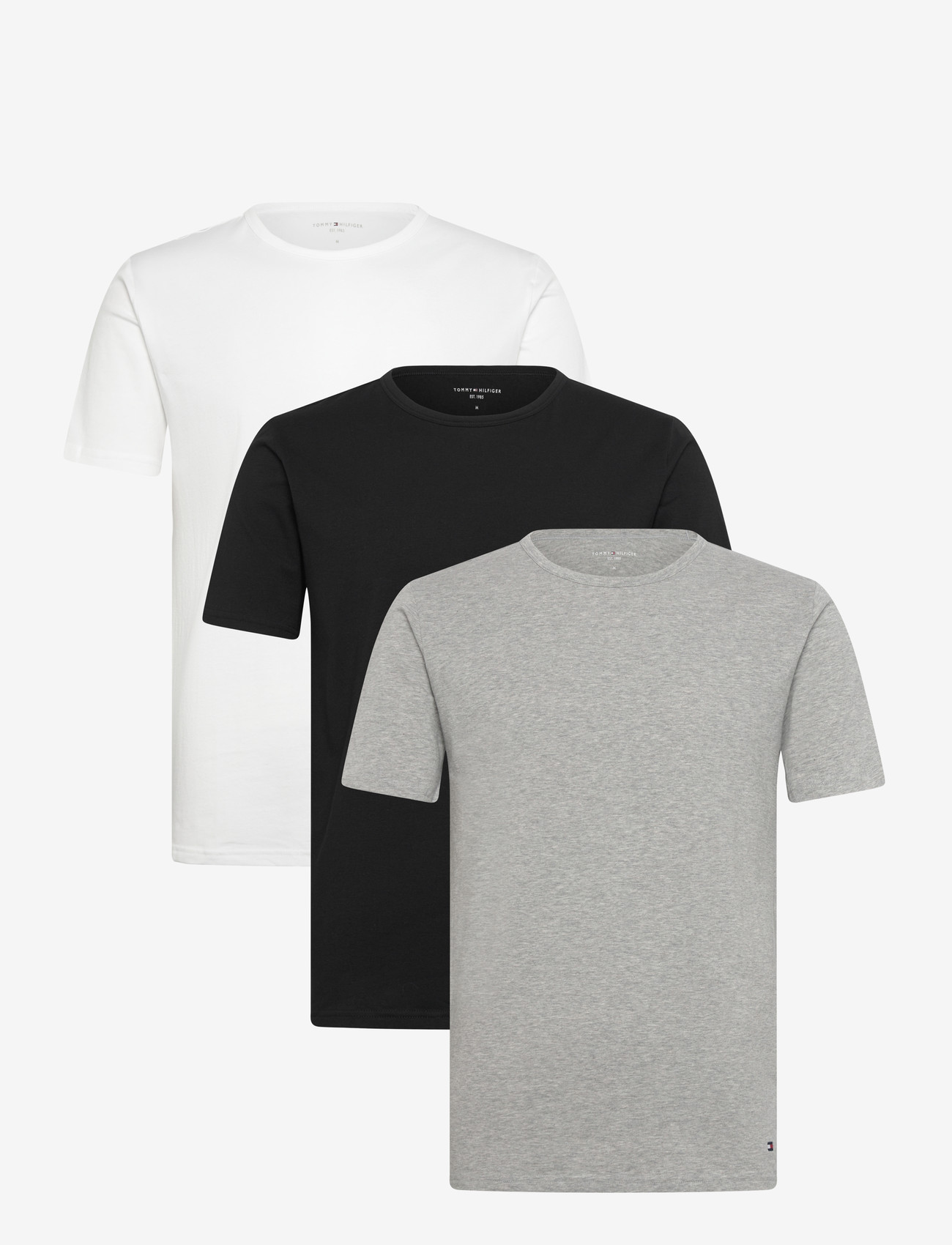 Tommy Hilfiger - STRETCH CN TEE SS 3PACK - t-shirts im multipack - black white grey heather - 0