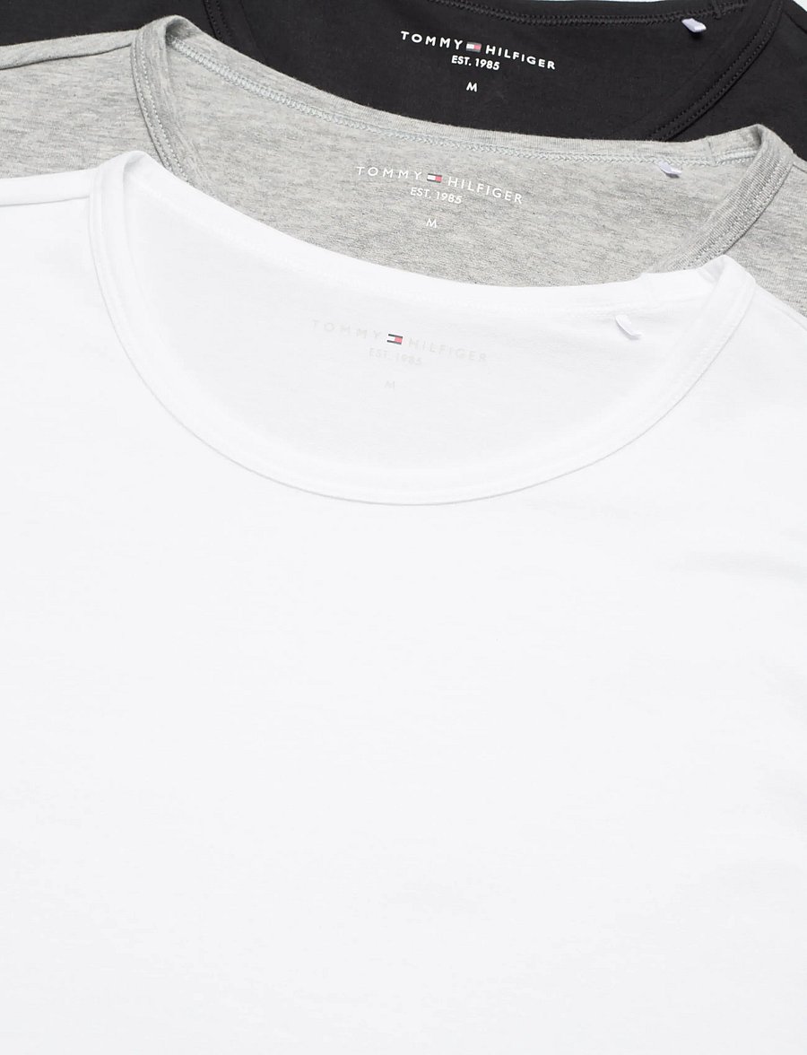 Tommy Hilfiger - STRETCH CN TEE SS 3PACK - multipack t-skjorter - black white grey heather - 1