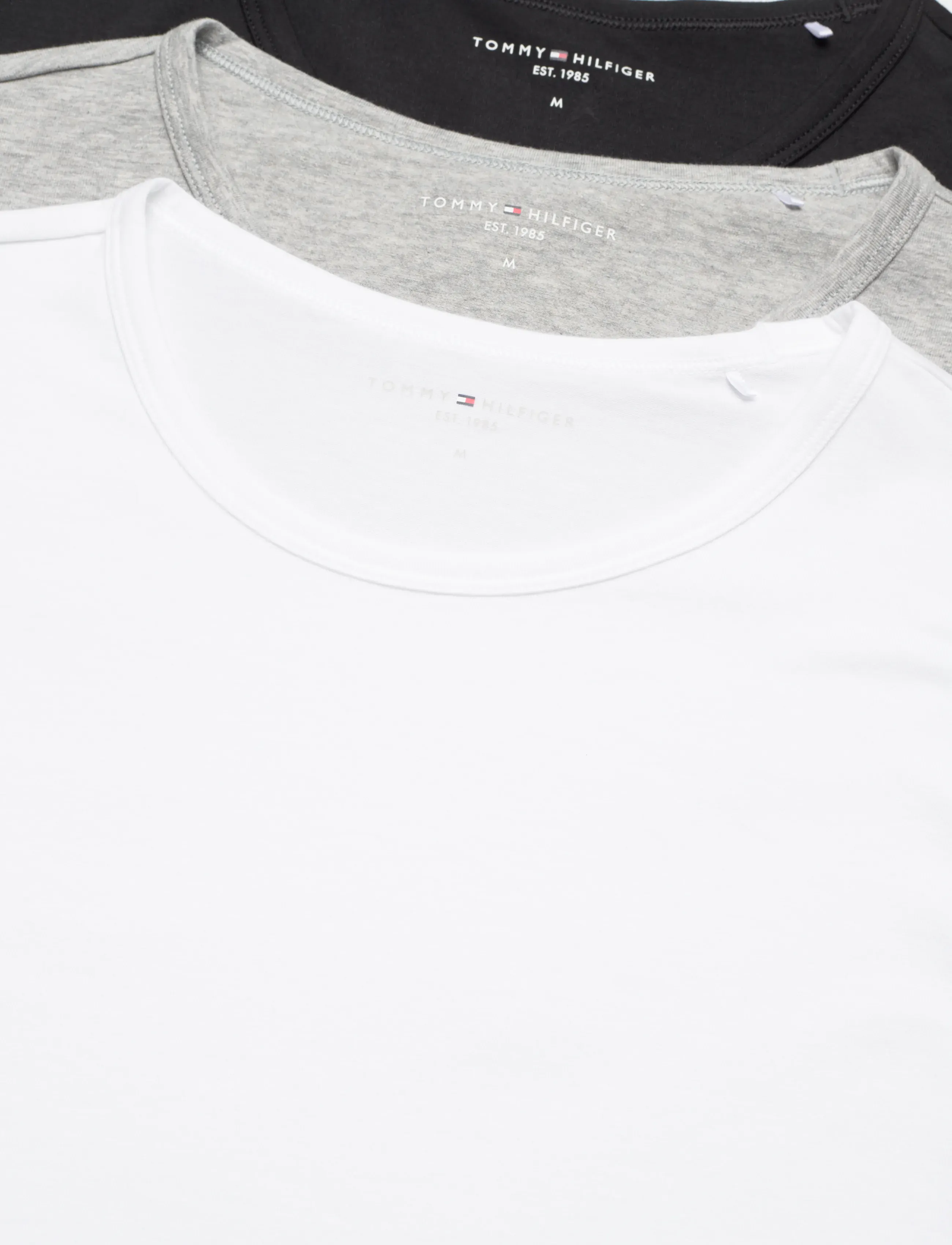 Tommy Hilfiger - STRETCH CN TEE SS 3PACK - laveste priser - black white grey heather - 1