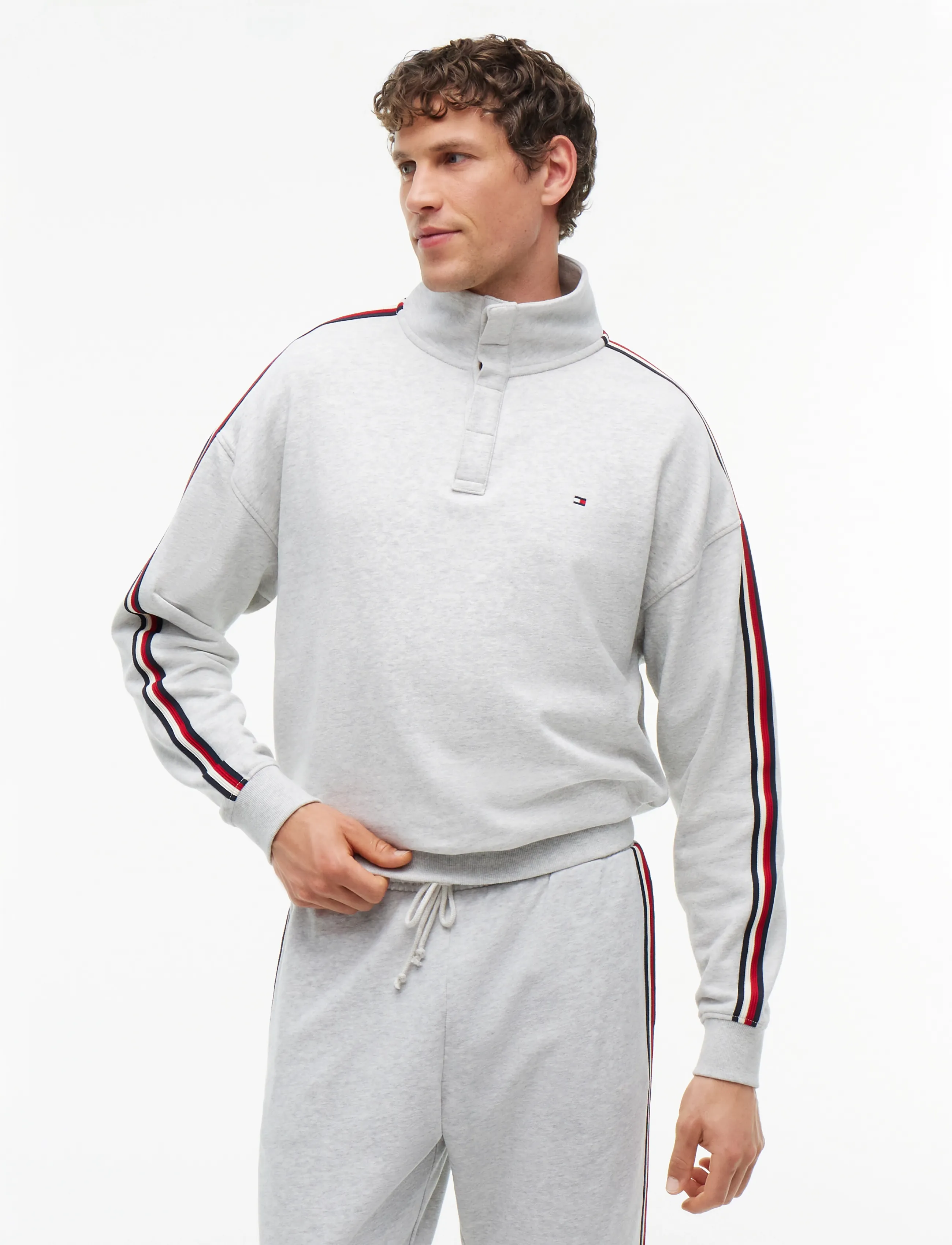 Tommy Hilfiger HALF BUTTON DOWN - Sweatshirts - ICE GREY HEATHER / grey