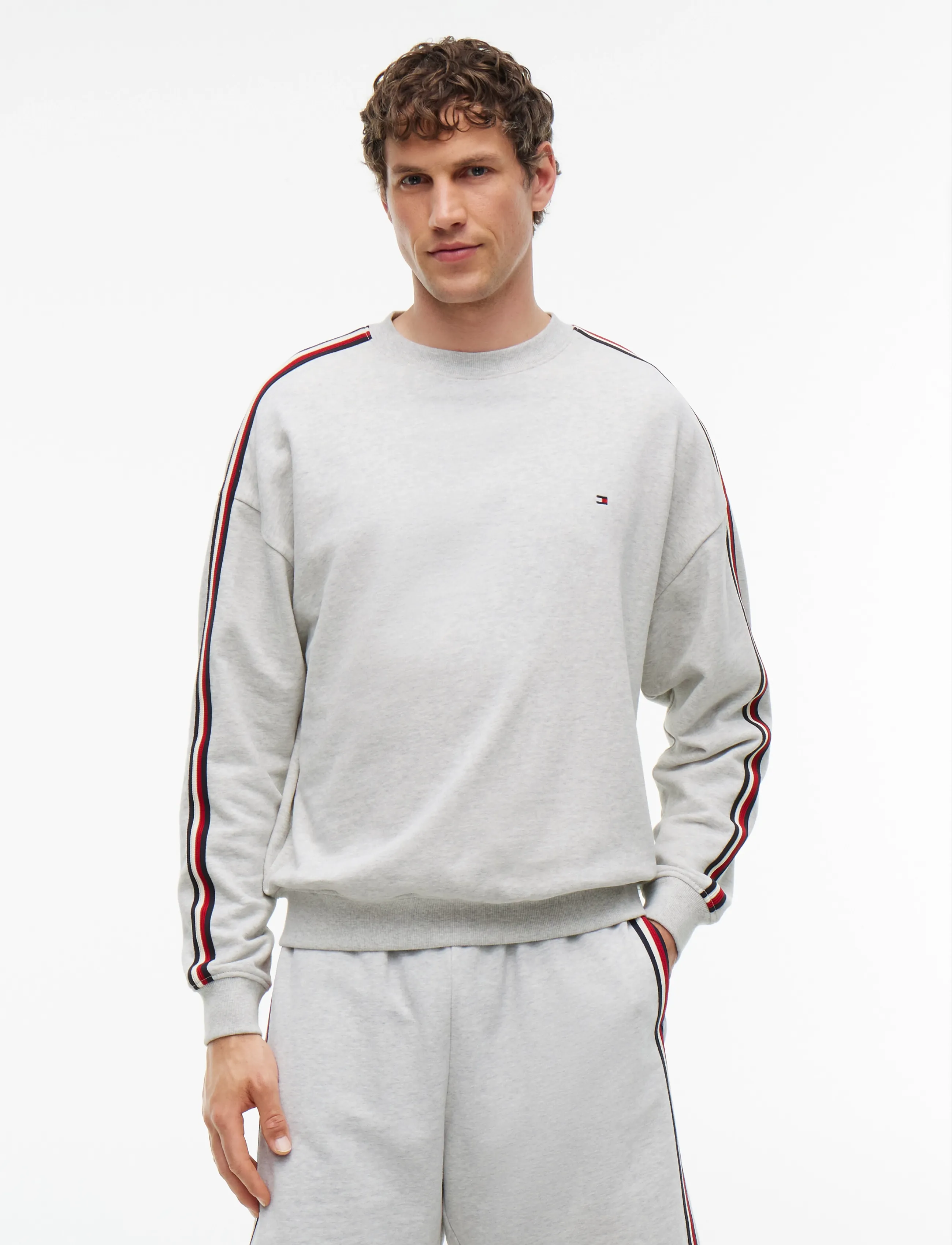 Tommy Hilfiger Lounge Global Stripe Track Top - Sweatshirts - ICE GREY HEATHER / grey