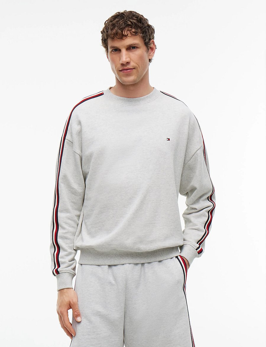 Tommy Hilfiger - Lounge Global Stripe Track Top - sweatshirts - ice grey heather - 0