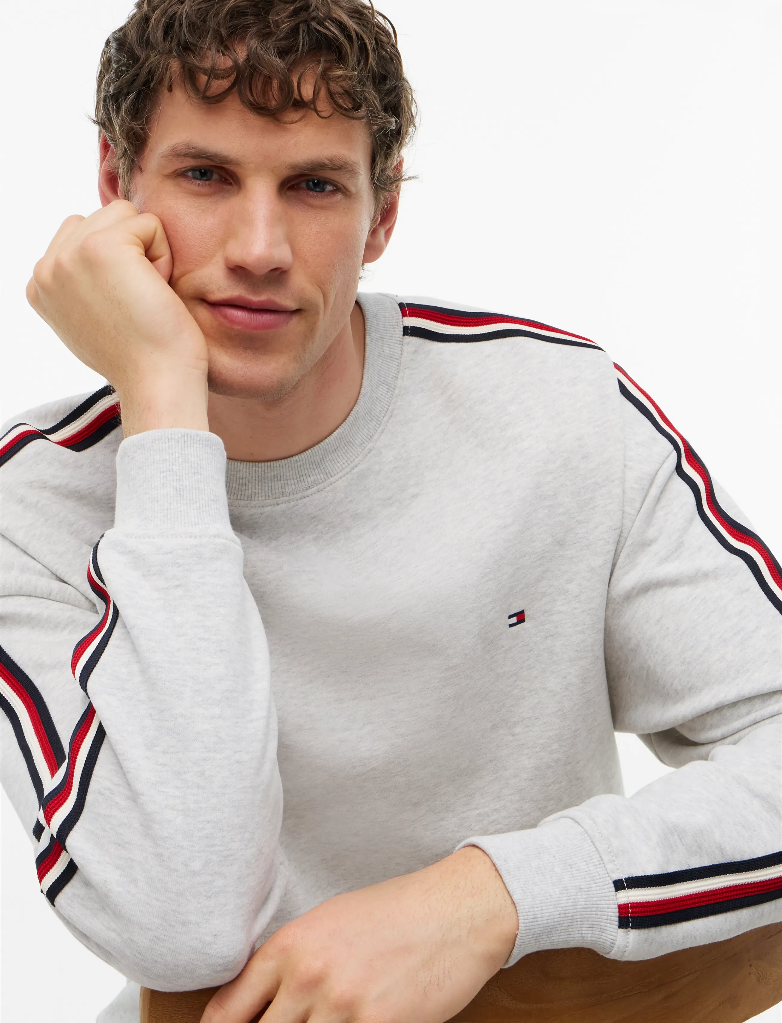 Tommy Hilfiger - Lounge Global Stripe Track Top - sweatshirts - ice grey heather - 3
