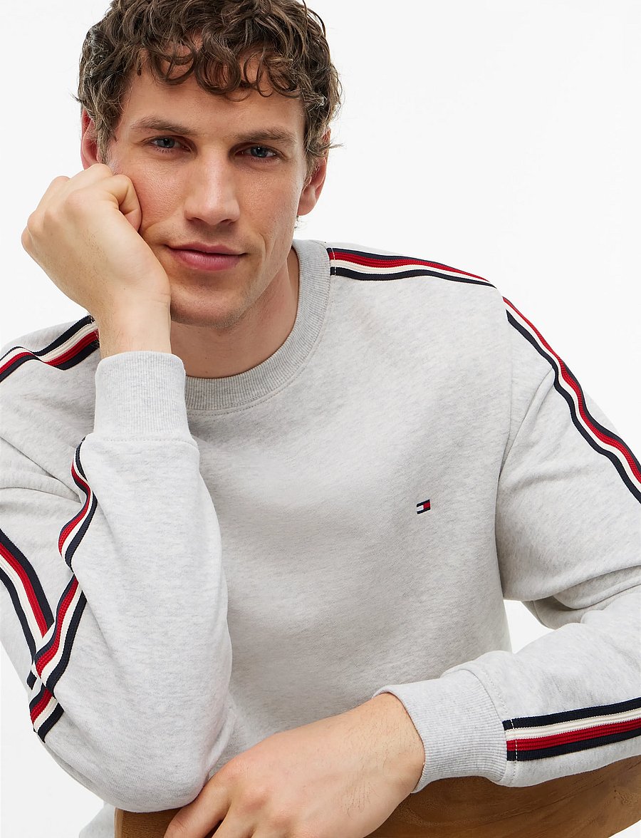Tommy Hilfiger - Lounge Global Stripe Track Top - sweatshirts - ice grey heather - 3