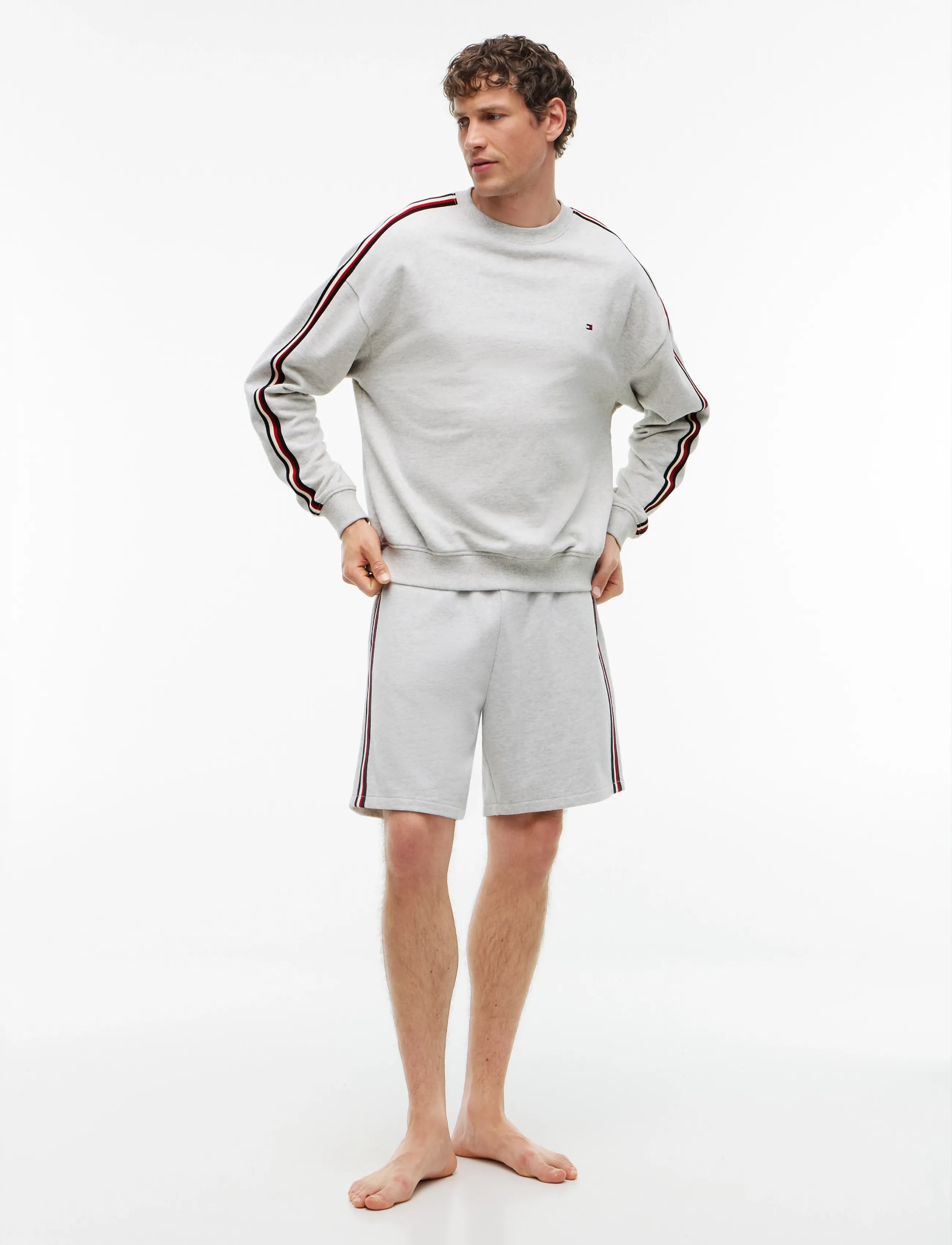 Tommy Hilfiger - Lounge Global Stripe Track Top - sweatshirts - ice grey heather - 4