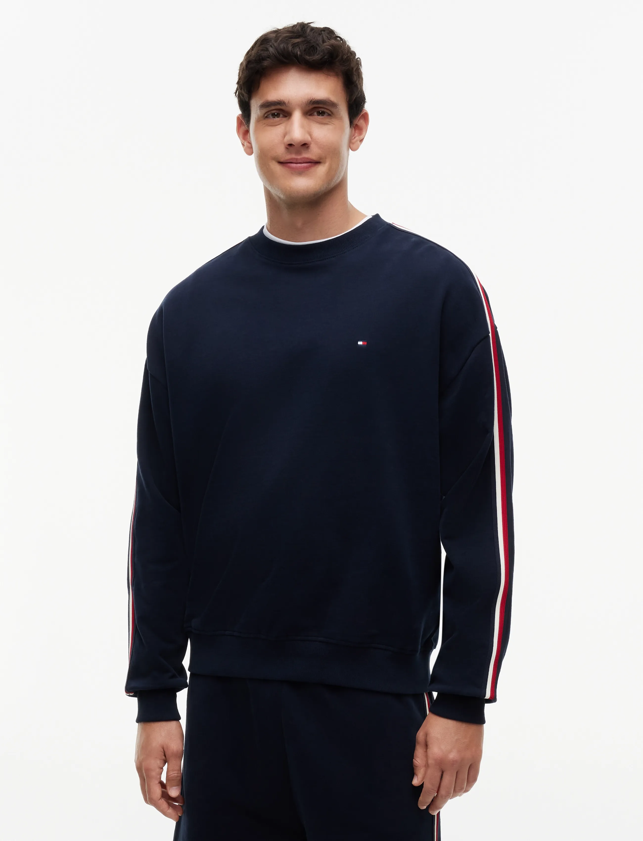 Tommy Hilfiger Lounge Global Stripe Track Top, XL, Navy, Sweatshirts & Hættetrøjer > Sweatshirts, Herre