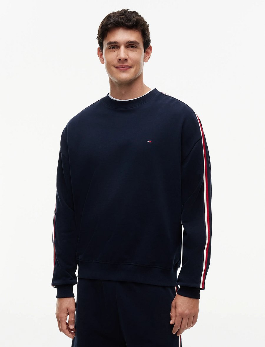 Tommy Hilfiger - Lounge Global Stripe Track Top - sweatshirts - navy blue - 0