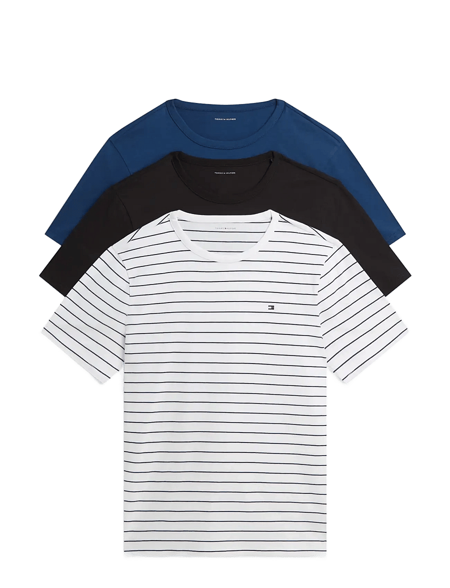 Tommy Hilfiger - 3P SS TEE YARN DYE STRIPE - kortærmede t-shirts - classic stripe wt blue jean black - 0