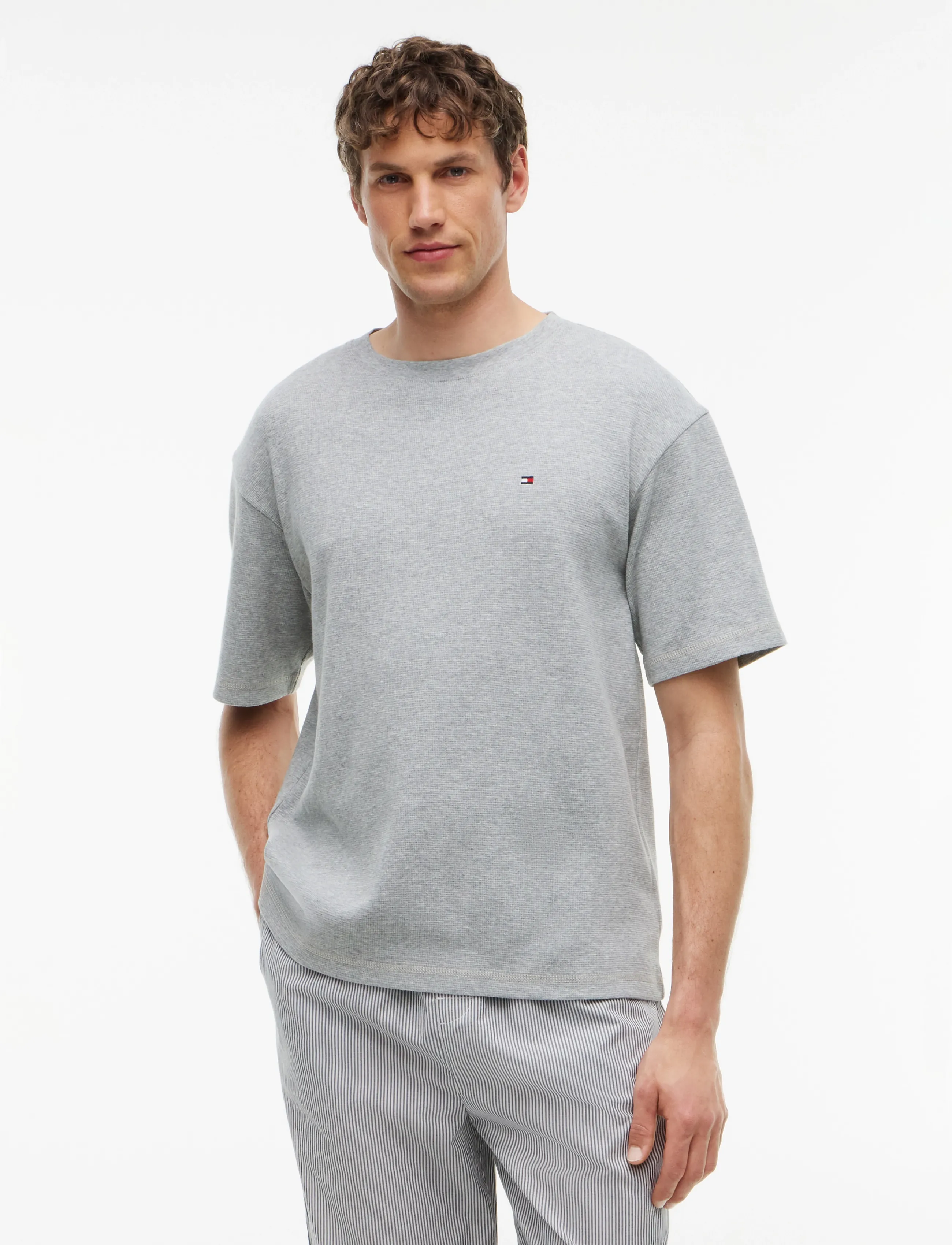 Tommy Hilfiger WAFFLE SS TEE - T-shirts - LIGHT GREY HEATHER / grey