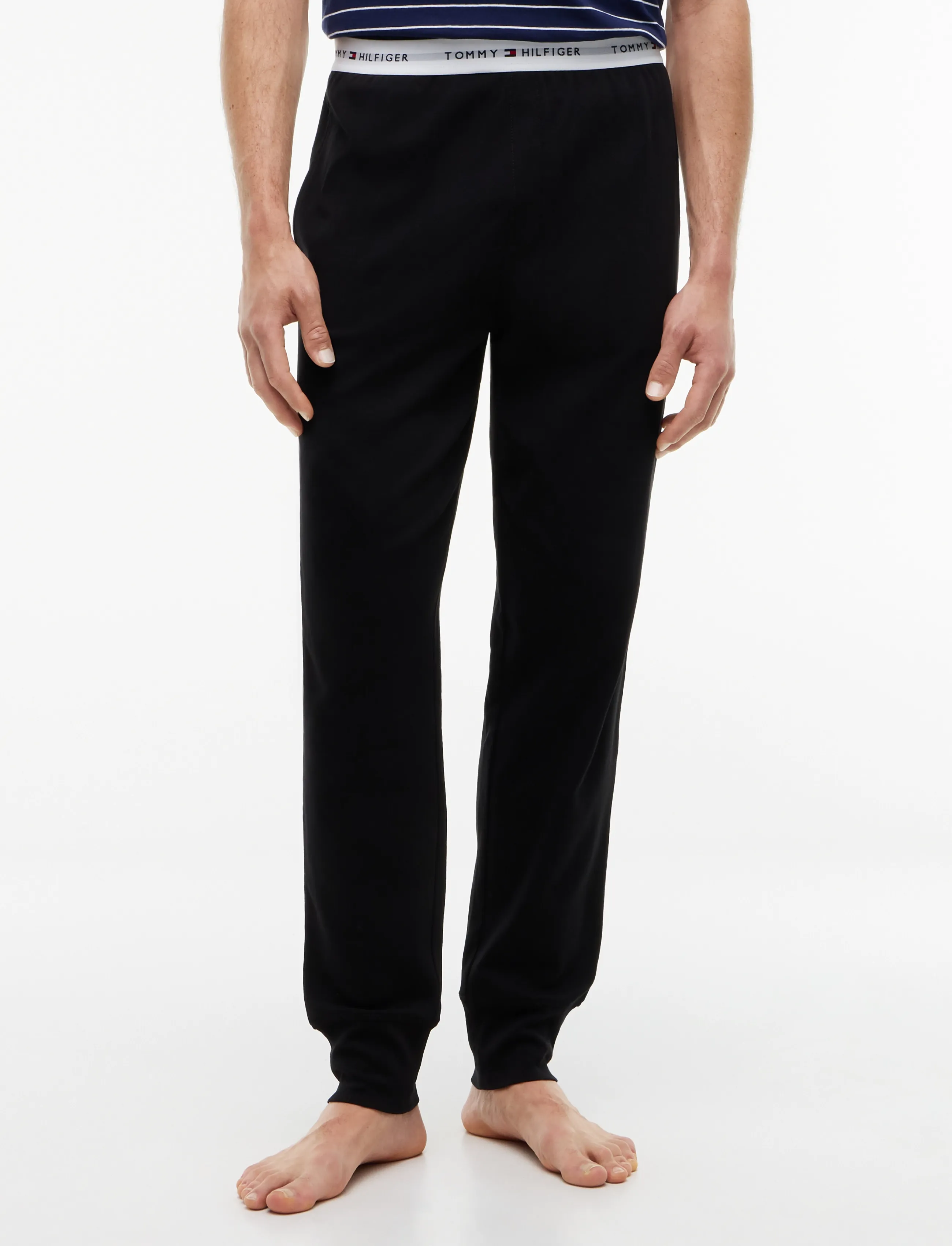 Tommy Hilfiger Jersey Cuffed Pant, Mænd, Joggingbukser Med Ribkant, Sort, Str: L