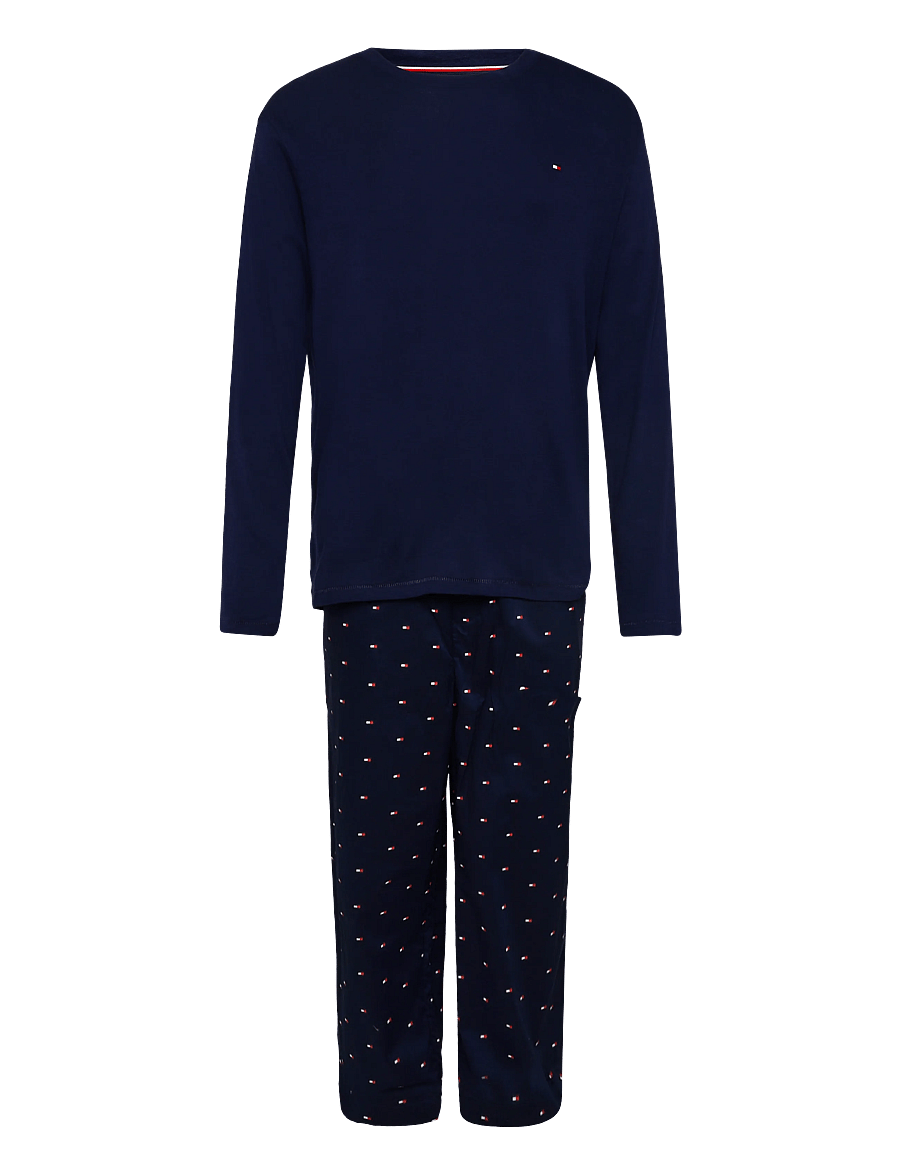 Tommy Hilfiger - LS WOVEN SET PRINT - nattøj sæt - carbon navy carbon navy flag aop - 1