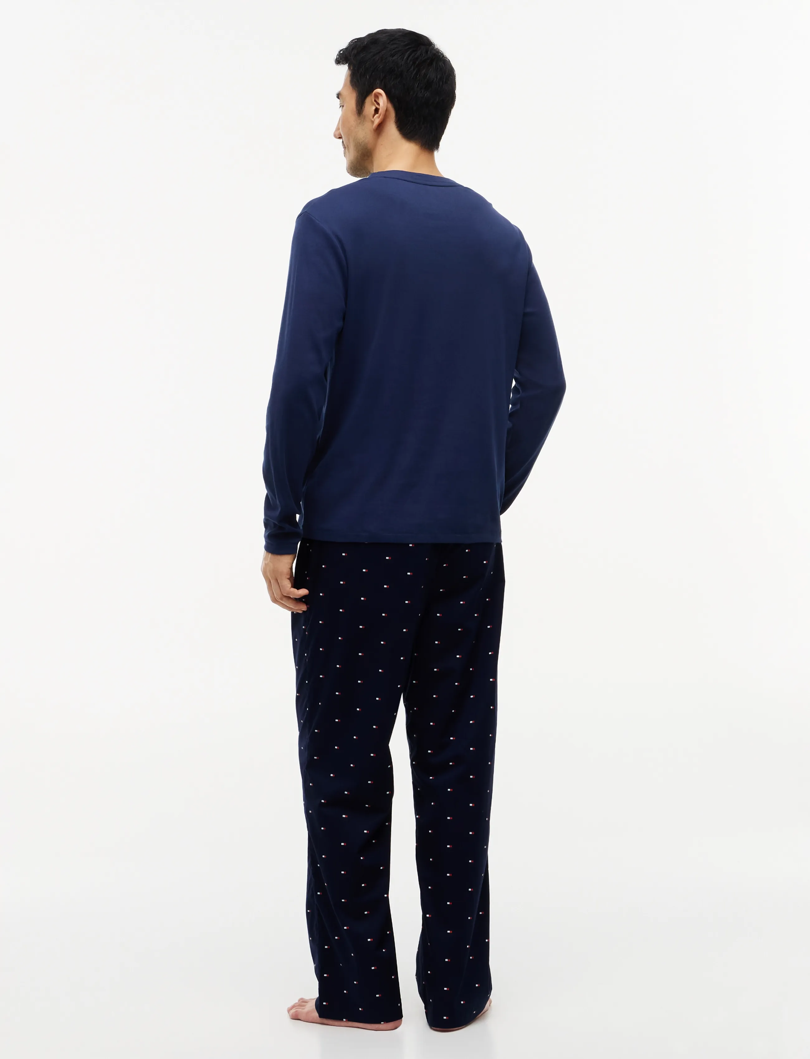 Tommy Hilfiger - LS WOVEN SET PRINT - pyjamasset - carbon navy carbon navy flag aop - 5