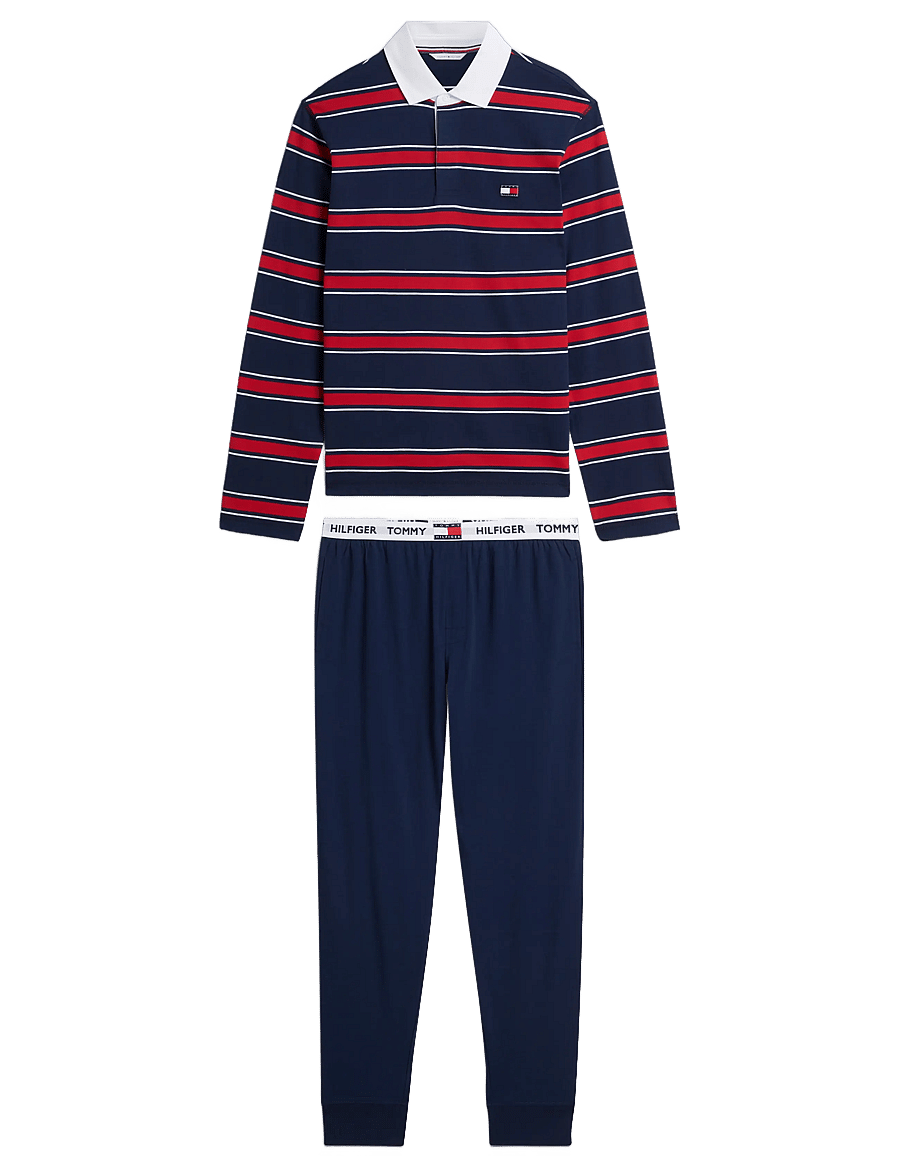 Tommy Hilfiger - LS RUGBY PJ SET - pyjama sets - rwb yd stripe carbon navy - 1